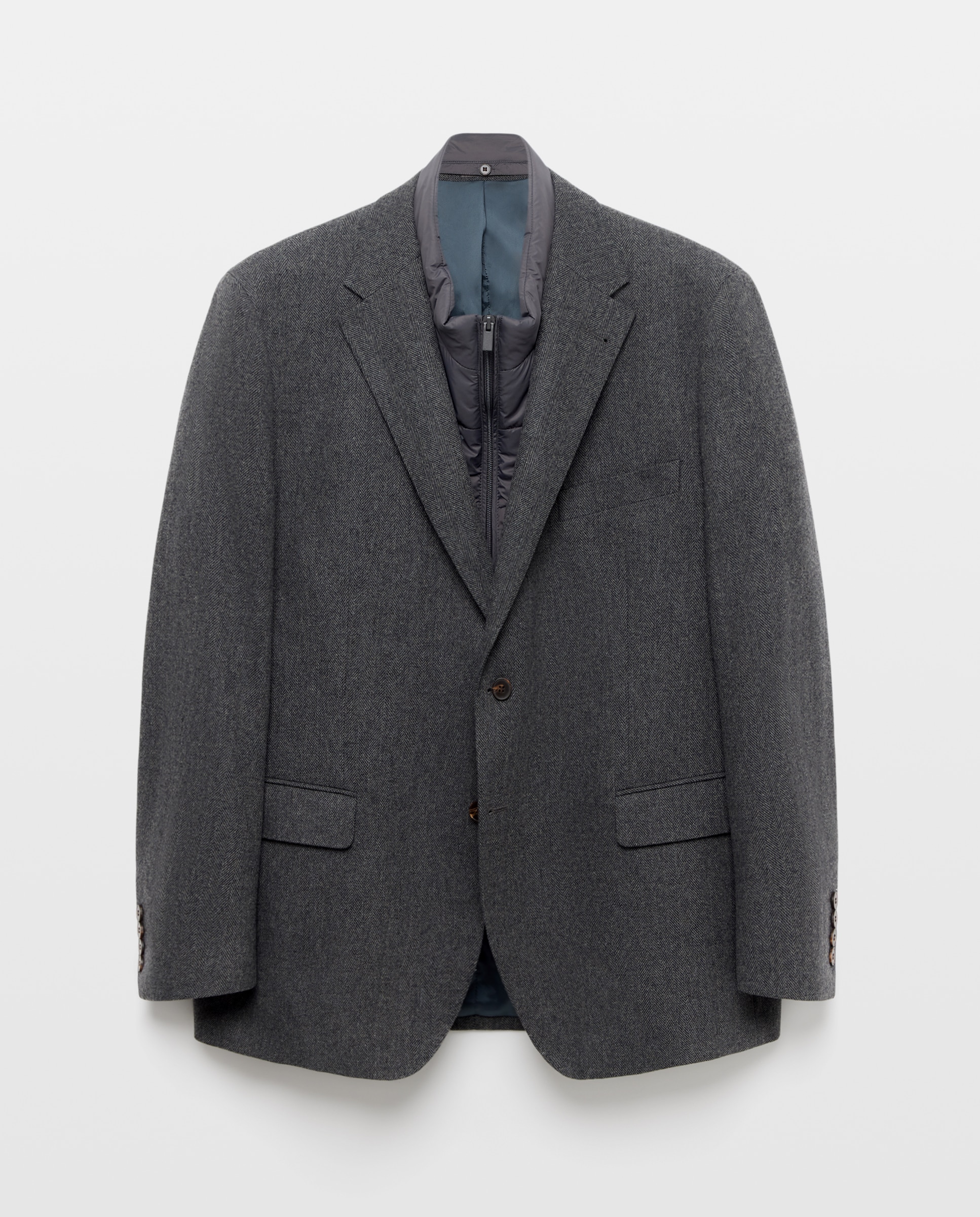 Imagen 5 de Chaqueta de hombre de lana con pecherin desmontable. - Dustin - Gris oscuro Gris oscuro
