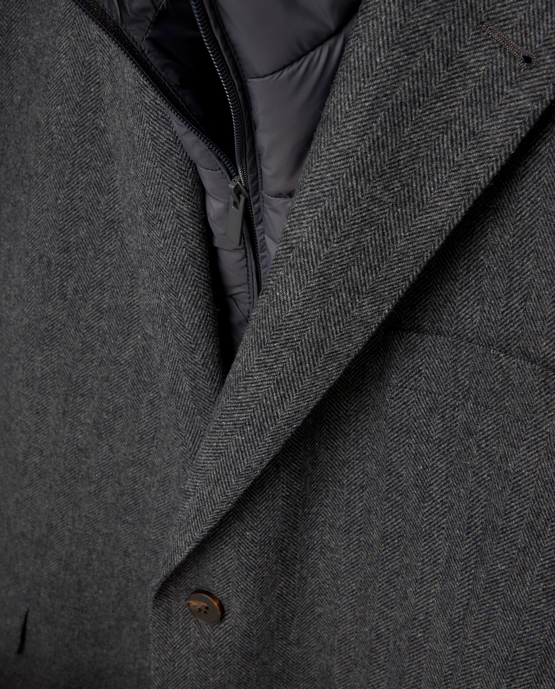 Imagen 6 de Chaqueta de hombre de lana con pecherin desmontable. - Dustin - Gris oscuro Gris oscuro