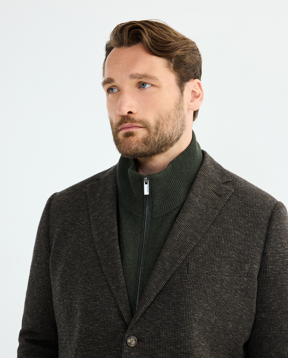 Casaco de Malha Tamanhos Grandes com Pied-de-Poule Modular Verde-3