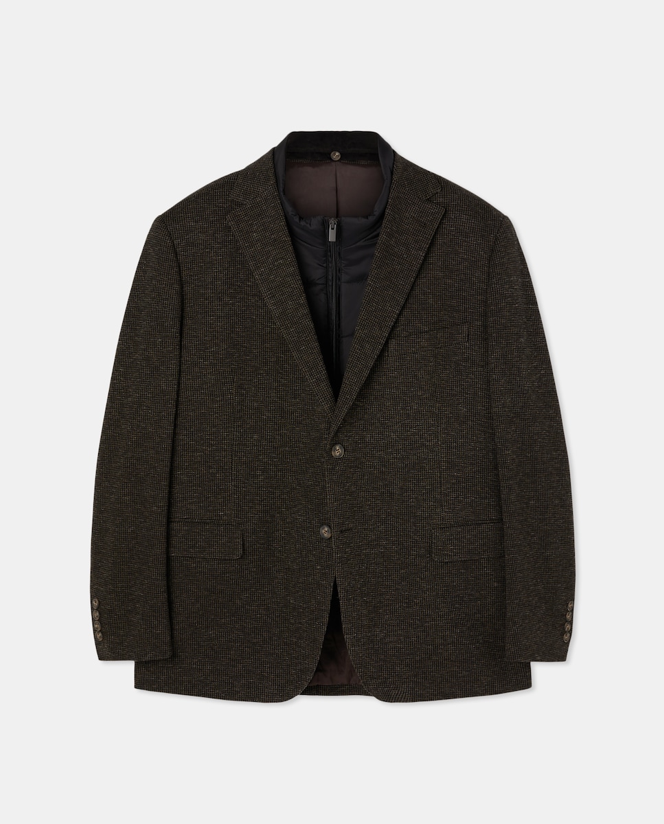 Casaco de Malha Tamanhos Grandes com Pied-de-Poule Modular Verde-5