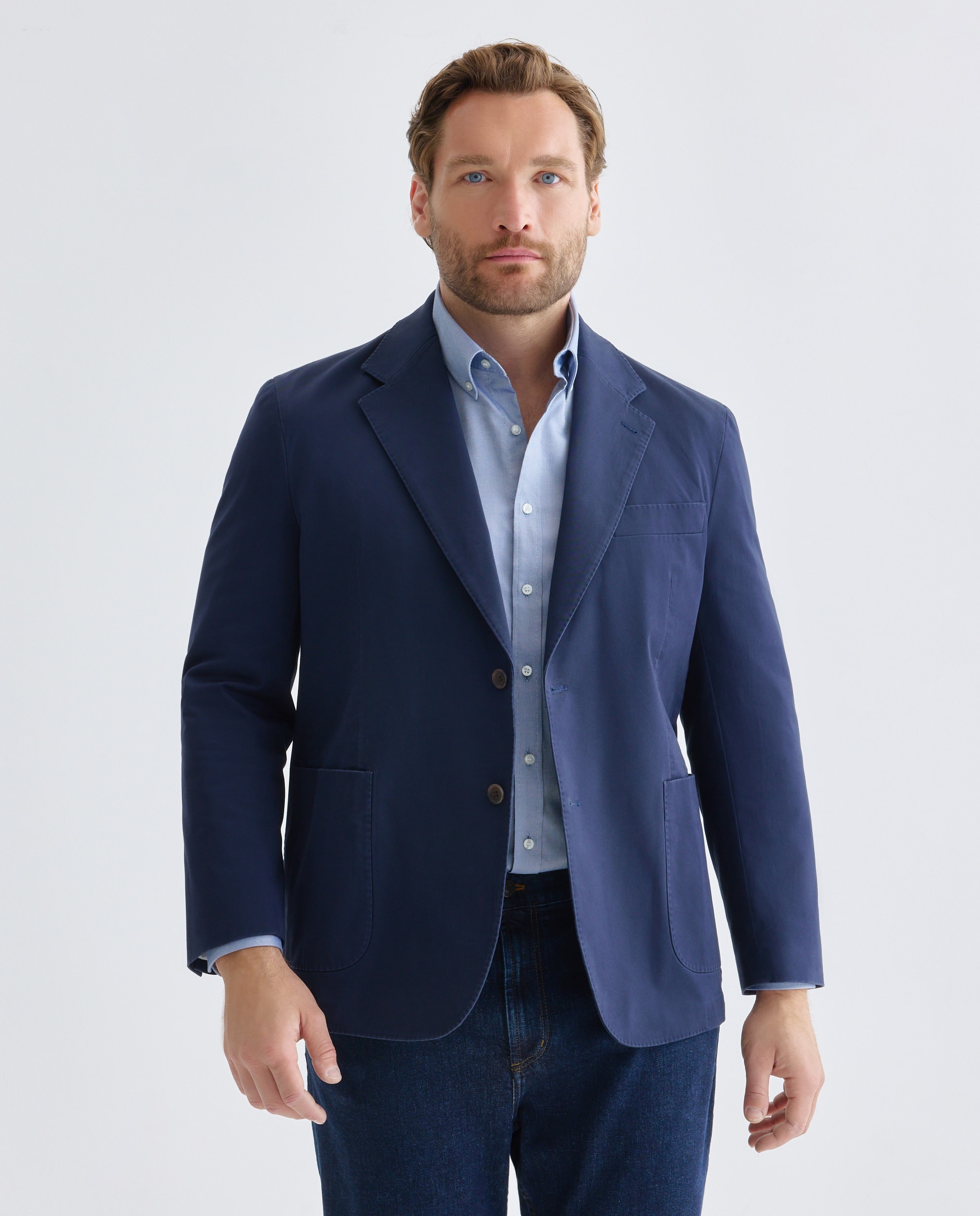 Imagen 0 de Chaqueta de hombre  sport algodón lavado fit custom tallas grandes Azul marino
