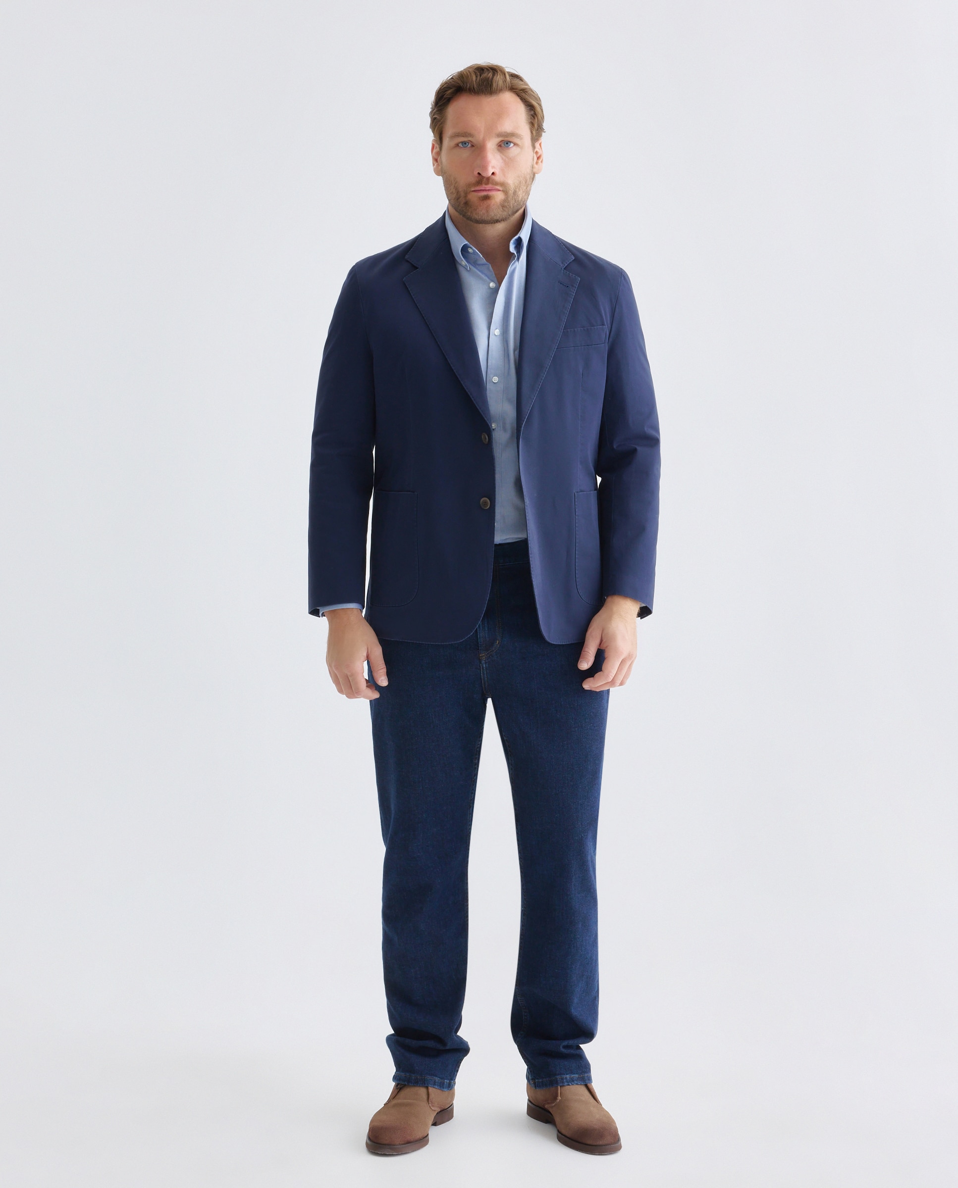 Chaqueta 100% algodón lavado hombre tallas grandes - Emidio Tucci - Azul marino Azul marino-2