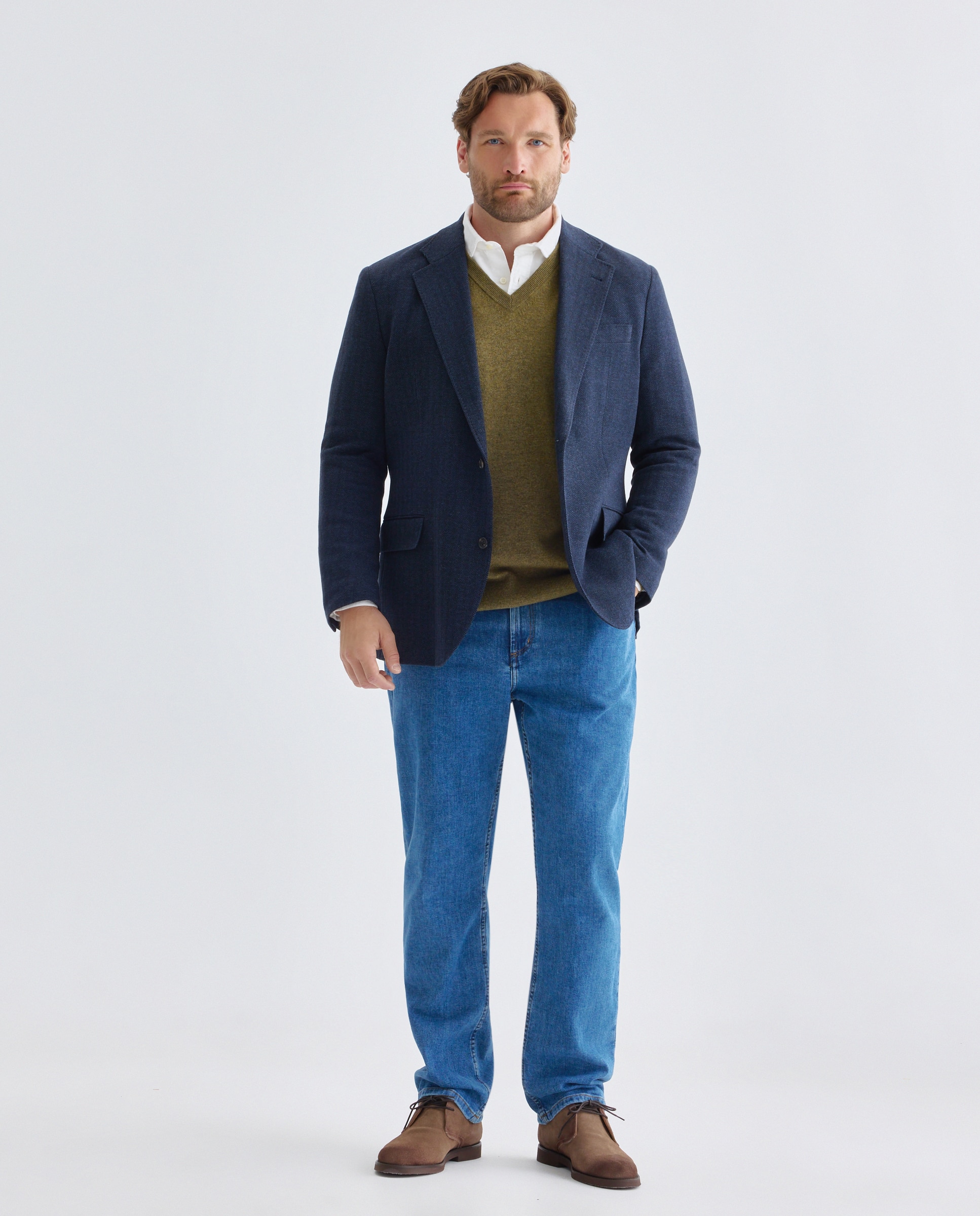 Chaqueta de hombre sport punto de espiga fit custom tallas grandes - Emidio Tucci - Azul Azul-2