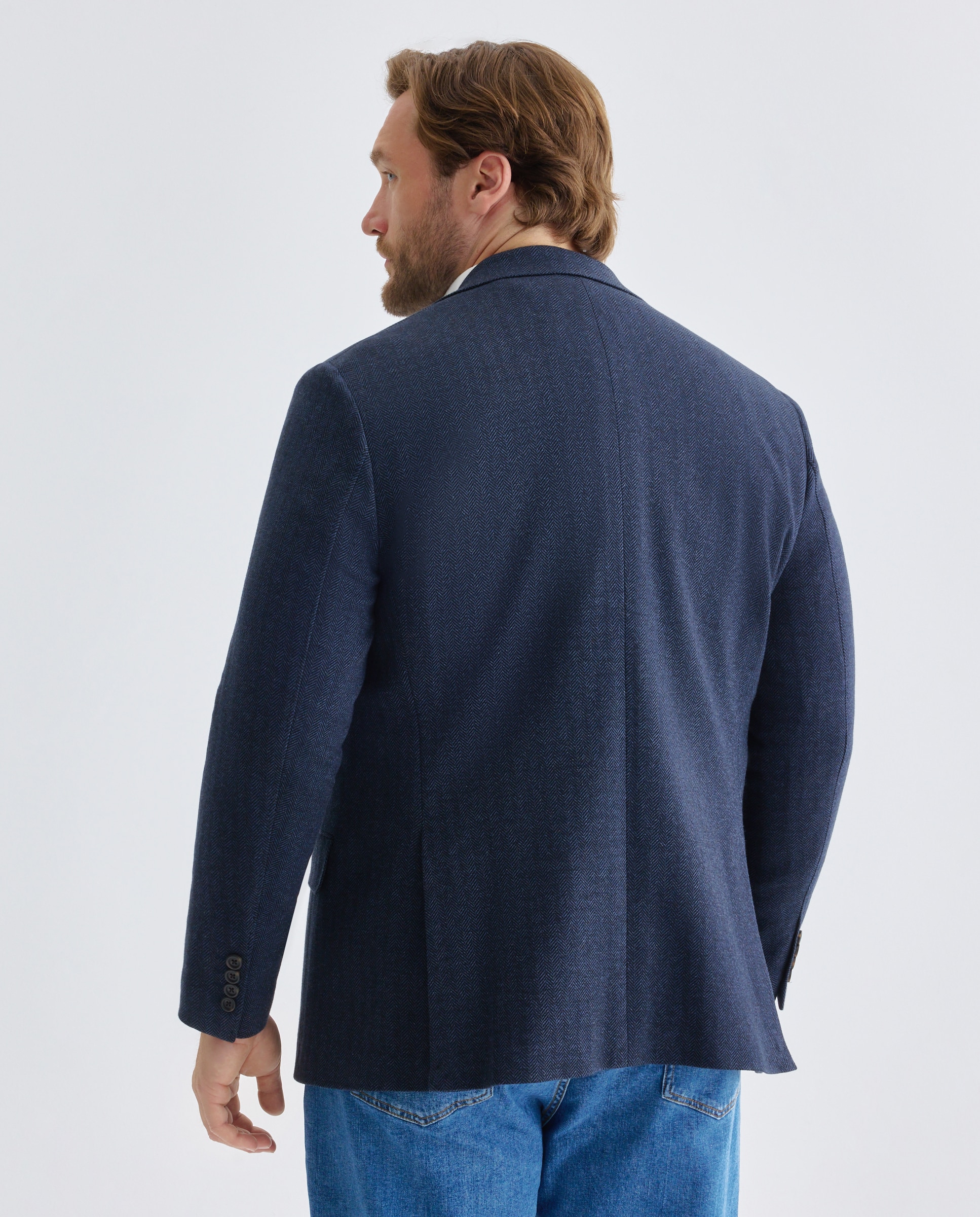 Chaqueta de hombre sport punto de espiga fit custom tallas grandes - Emidio Tucci - Azul Azul-3