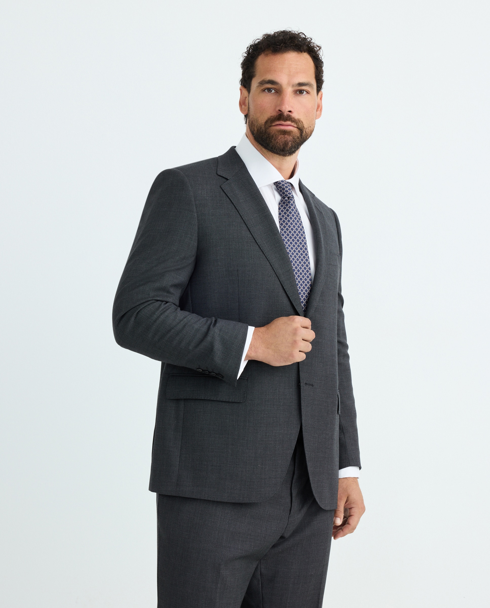 Pantalón separate Classic ojo de perdiz vestir 100% Lana hombre tallas grandes - Emidio Tucci - Gris Gris-1