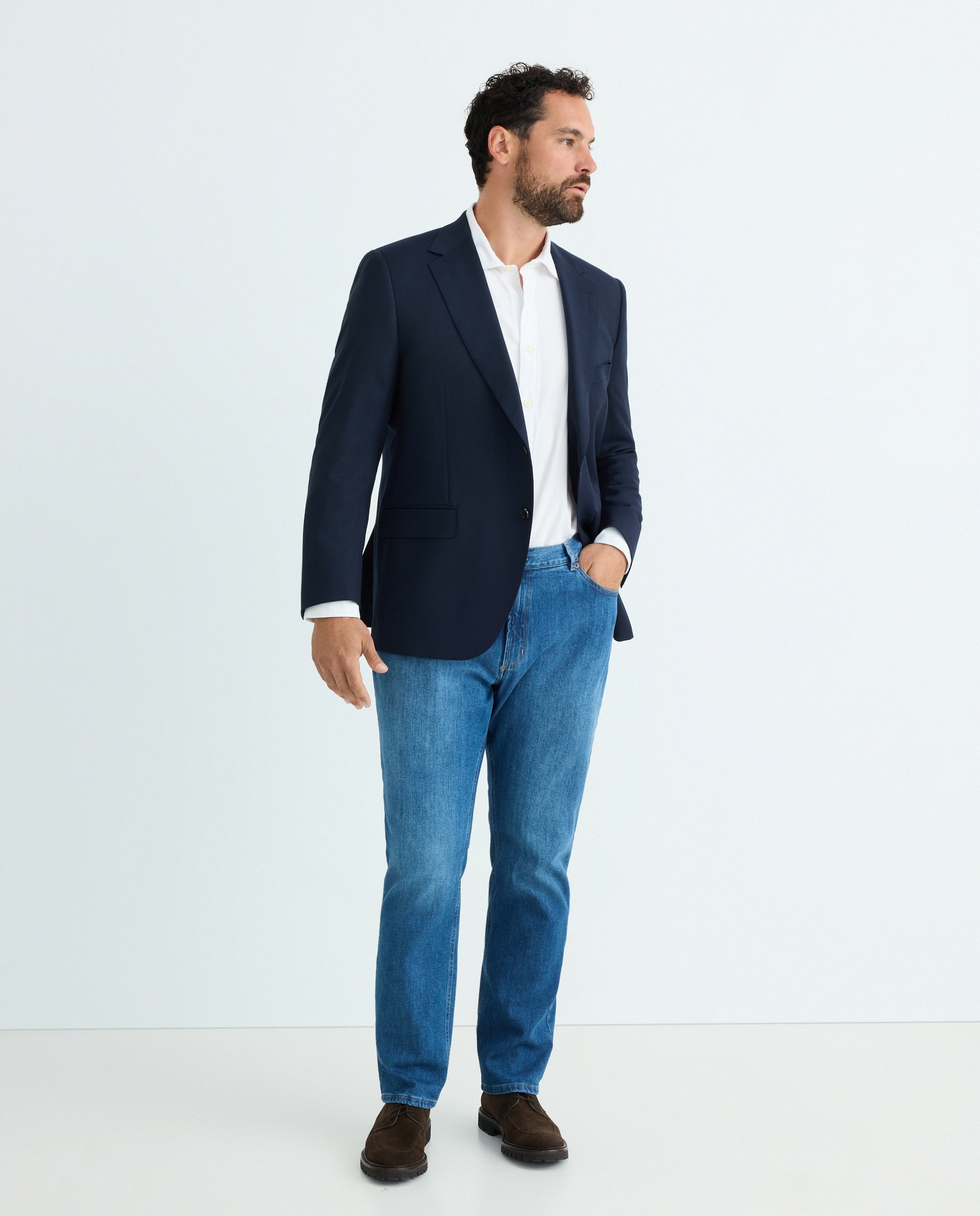 Pantalón separate Classic ojo de perdiz vestir 100% Lana hombre tallas grandes - Emidio Tucci - Azul marino Azul marino-3