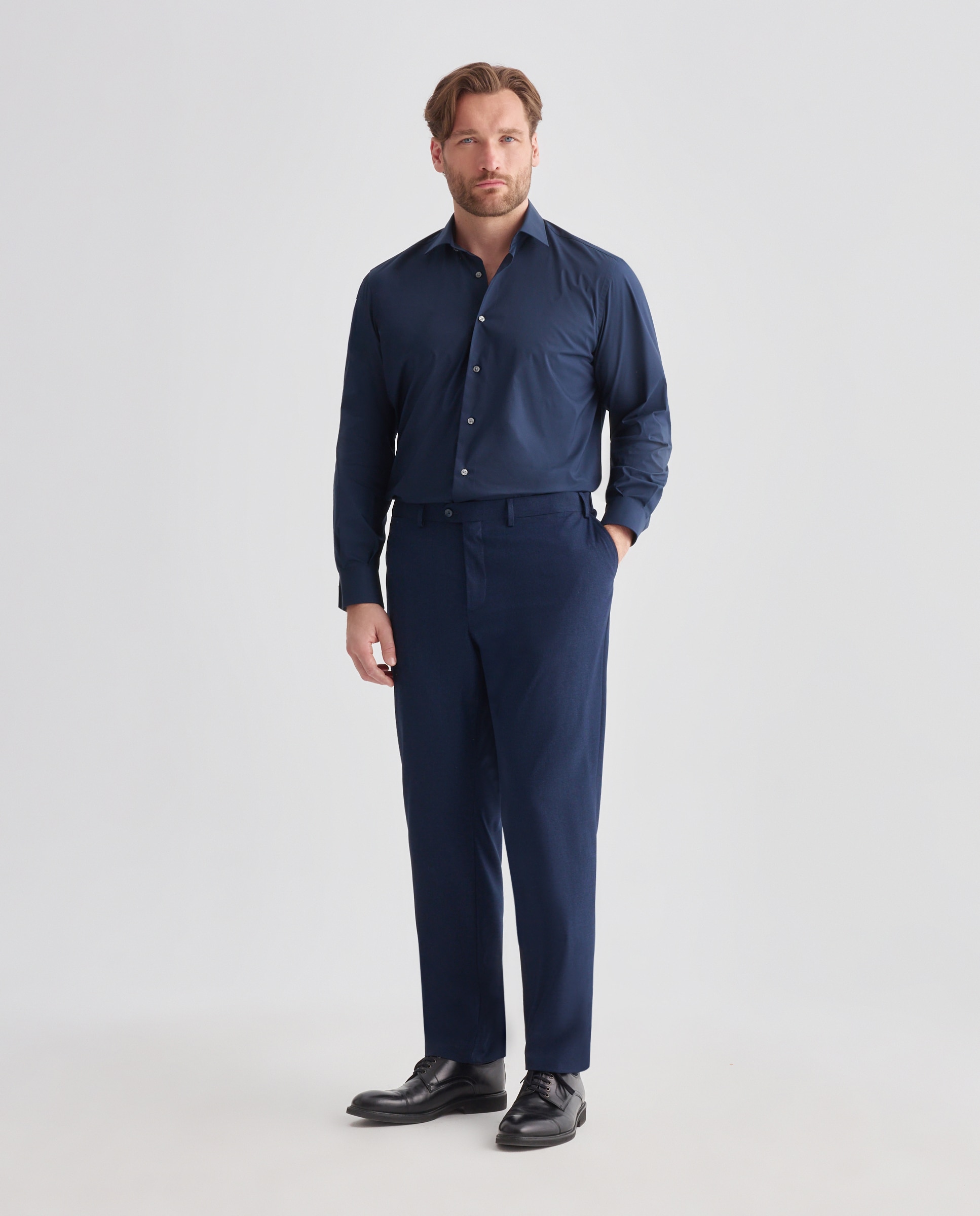 Pantalon de vestir con microdibujo hombre tallas grandes - Dustin - Azul Azul-1