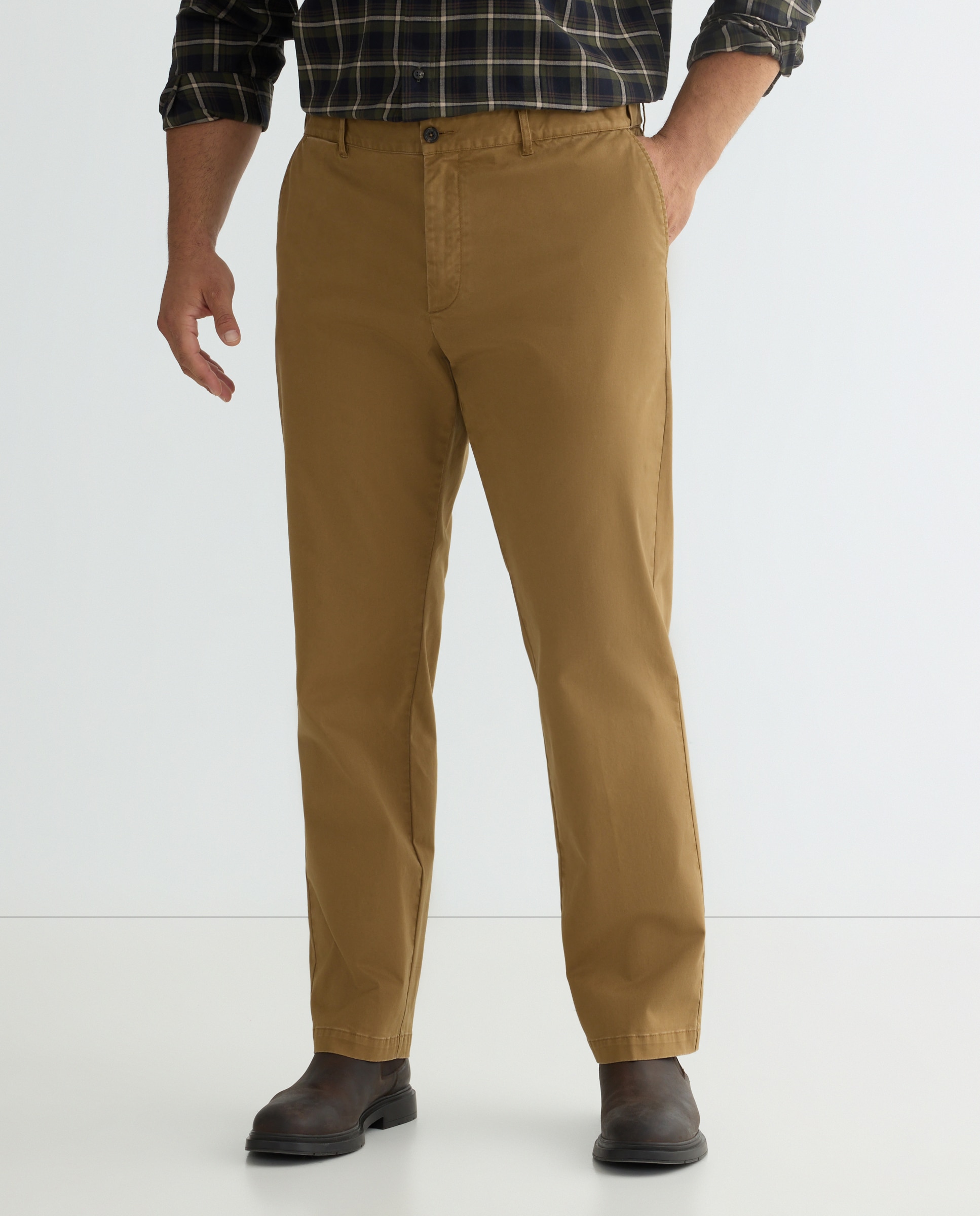 Pantalon hombre de sport de cintura con gomas, regular algodón elastómero tallas grandes - Dustin - Camel Camel-2