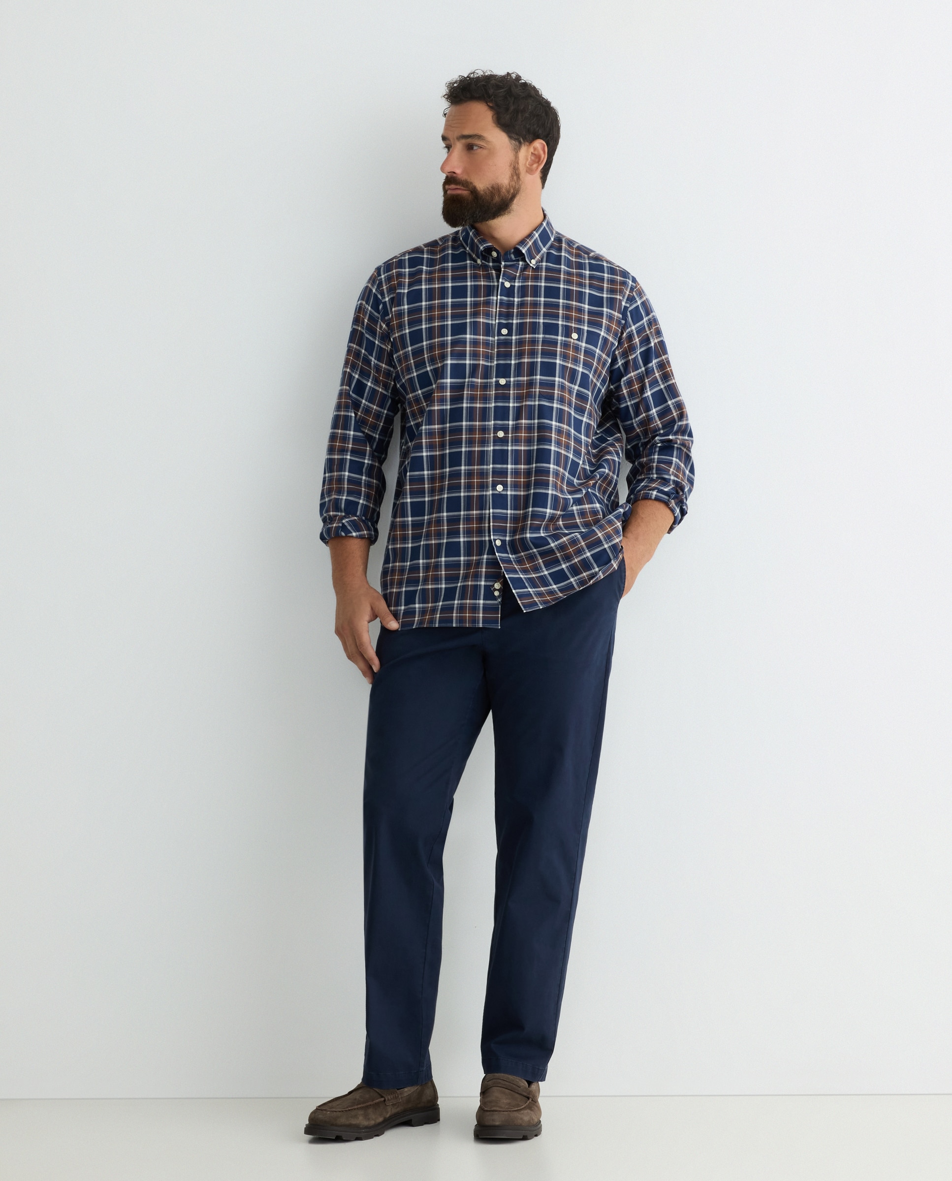 Pantalon hombre de sport de cintura con gomas, regular algodón elastómero tallas grandes - Dustin - Azul marino Azul marino-1