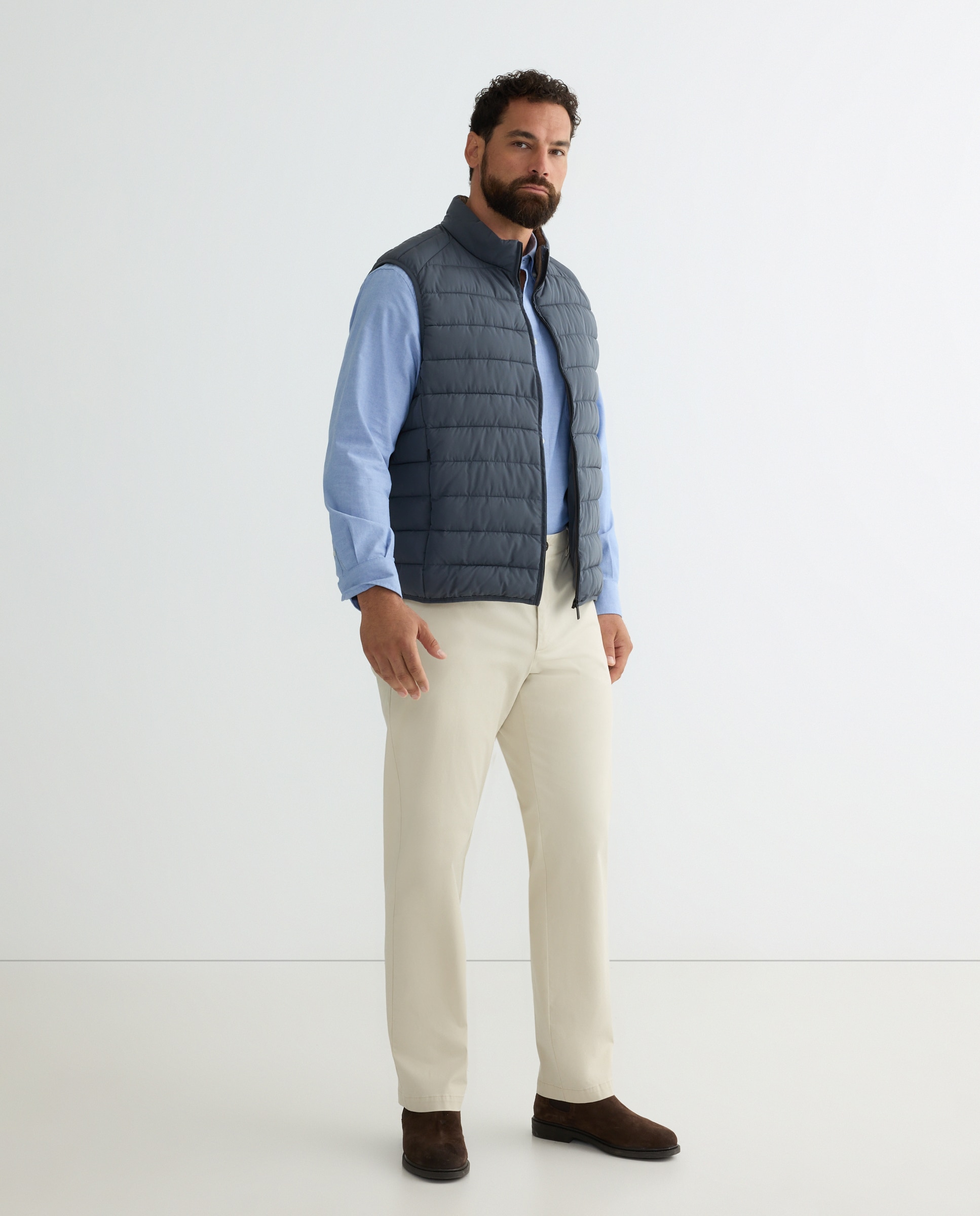 Pantalon hombre de sport de cintura con gomas, regular algodón elastómero tallas grandes - Dustin - Piedra Piedra-1