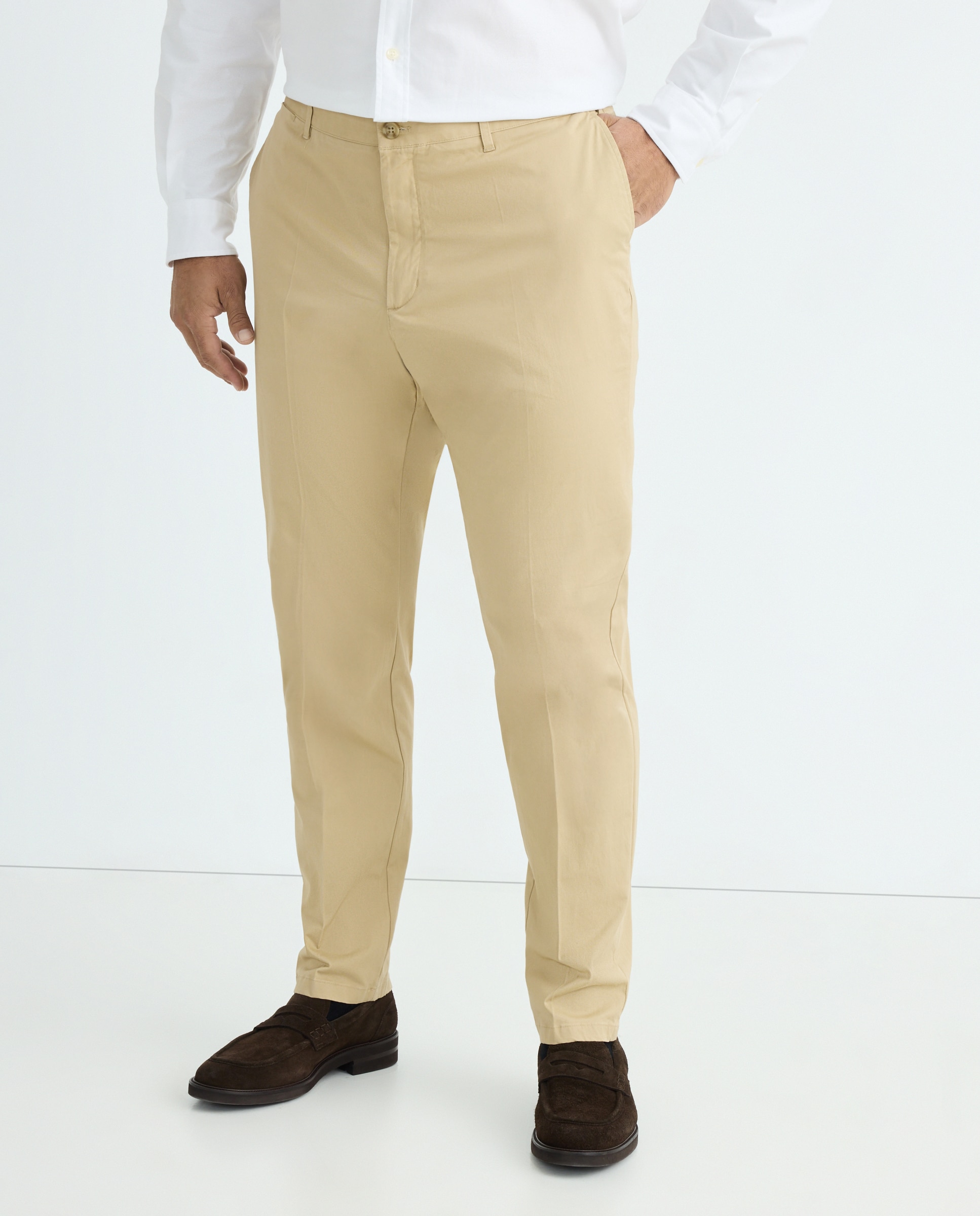 Pantalón chino slim fit twill hombre tallas grandes - Emidio Tucci - Beige Beige-2