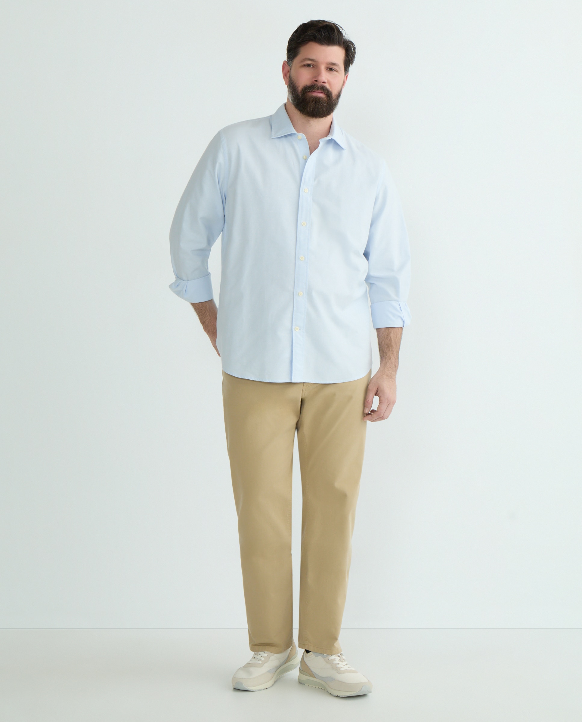 Pantalón 5 bolsillos regular fit twill hombre tallas grandes - Emidio Tucci - Marrón claro Marrón claro-1
