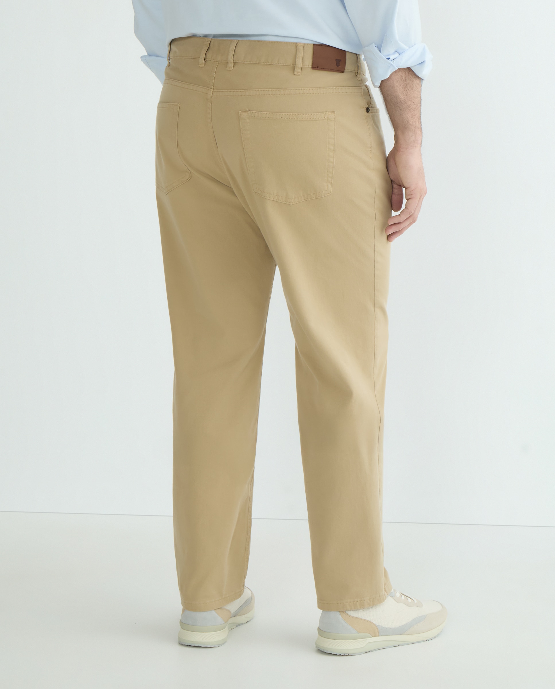 Pantalón 5 bolsillos regular fit twill hombre tallas grandes - Emidio Tucci - Marrón claro Marrón claro-3