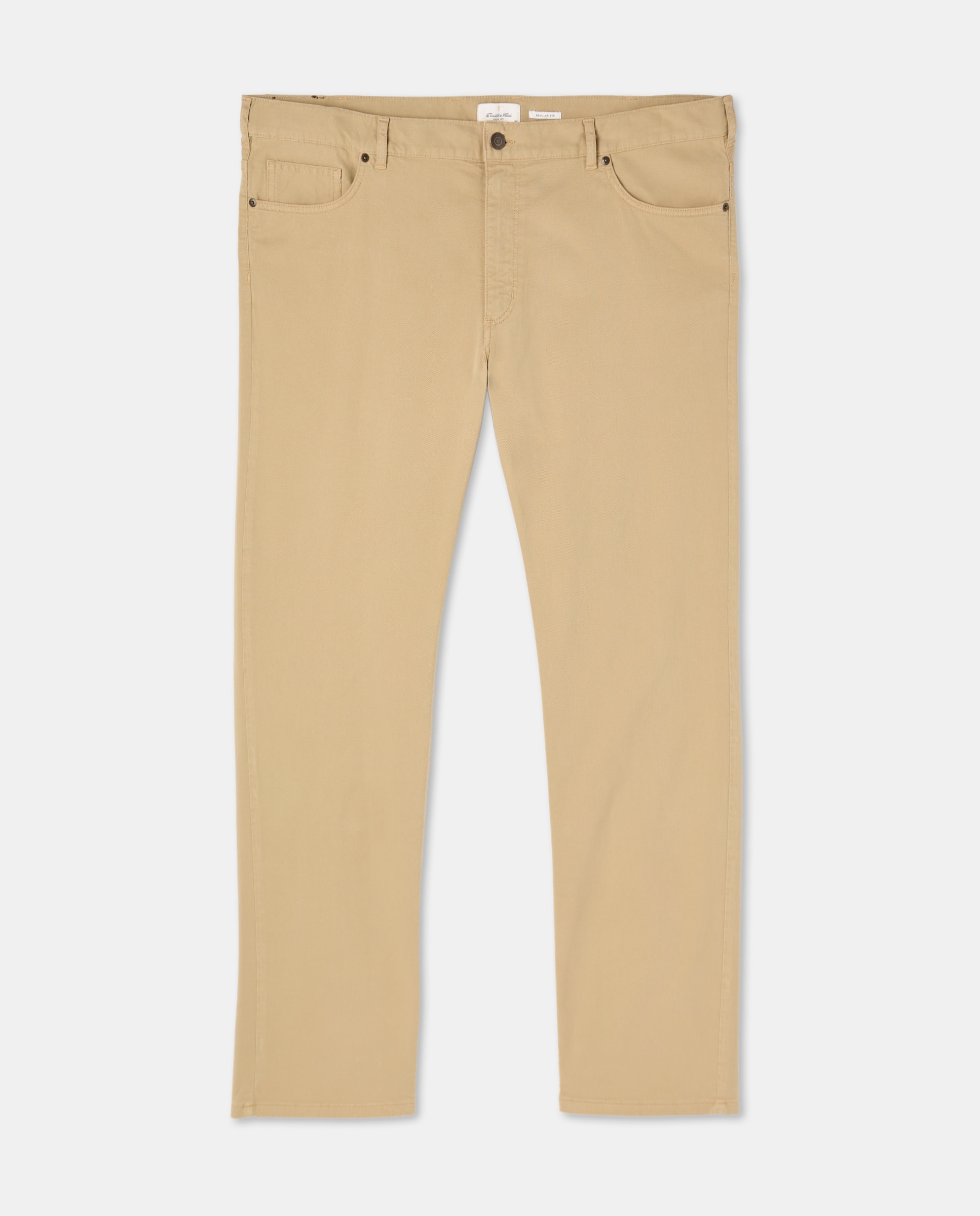 Pantalón 5 bolsillos regular fit twill hombre tallas grandes - Emidio Tucci - Marrón claro Marrón claro-4