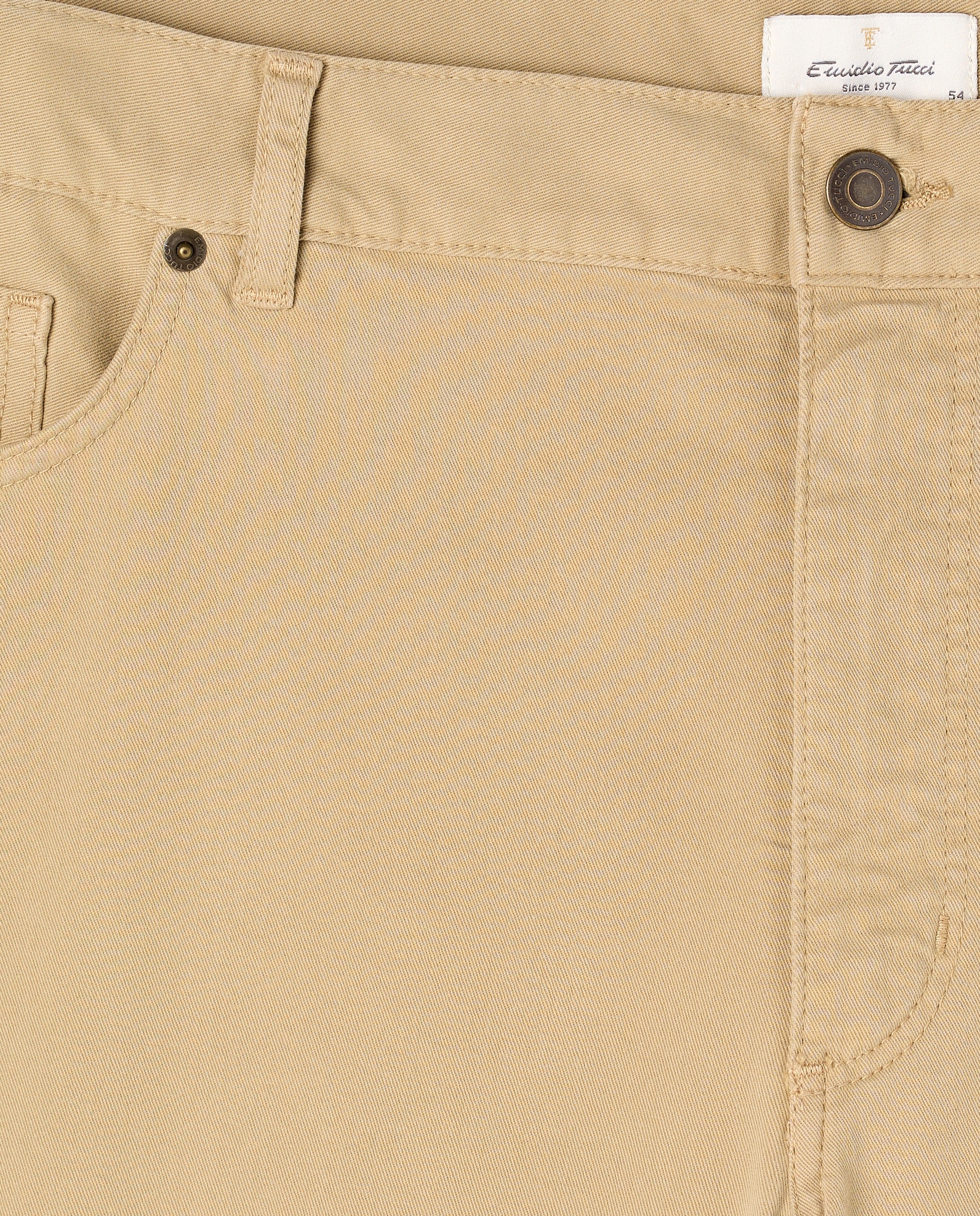 Pantalón 5 bolsillos regular fit twill hombre tallas grandes - Emidio Tucci - Marrón claro Marrón claro-5