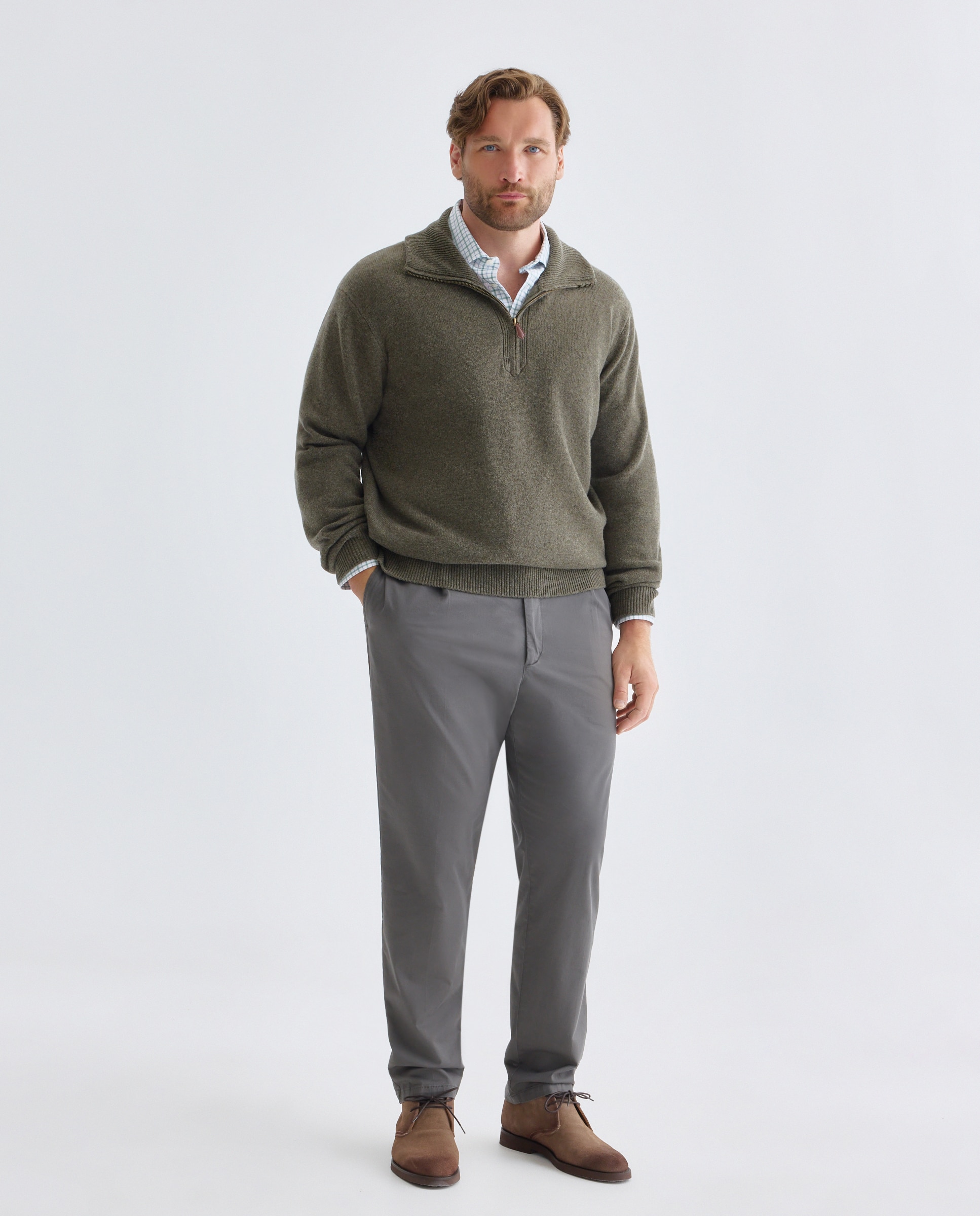 Pantalón chino regular fit twill hombre talals grandes - Emidio Tucci - Gris Gris-1