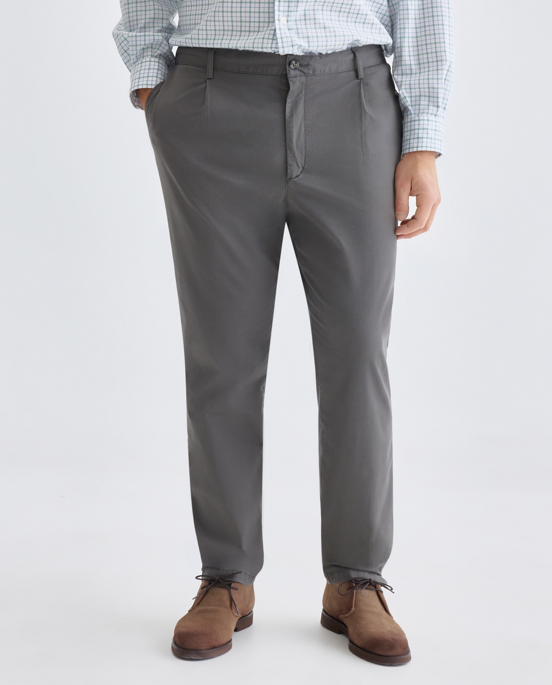 Pantalón chino regular fit twill hombre talals grandes - Emidio Tucci - Gris Gris-2