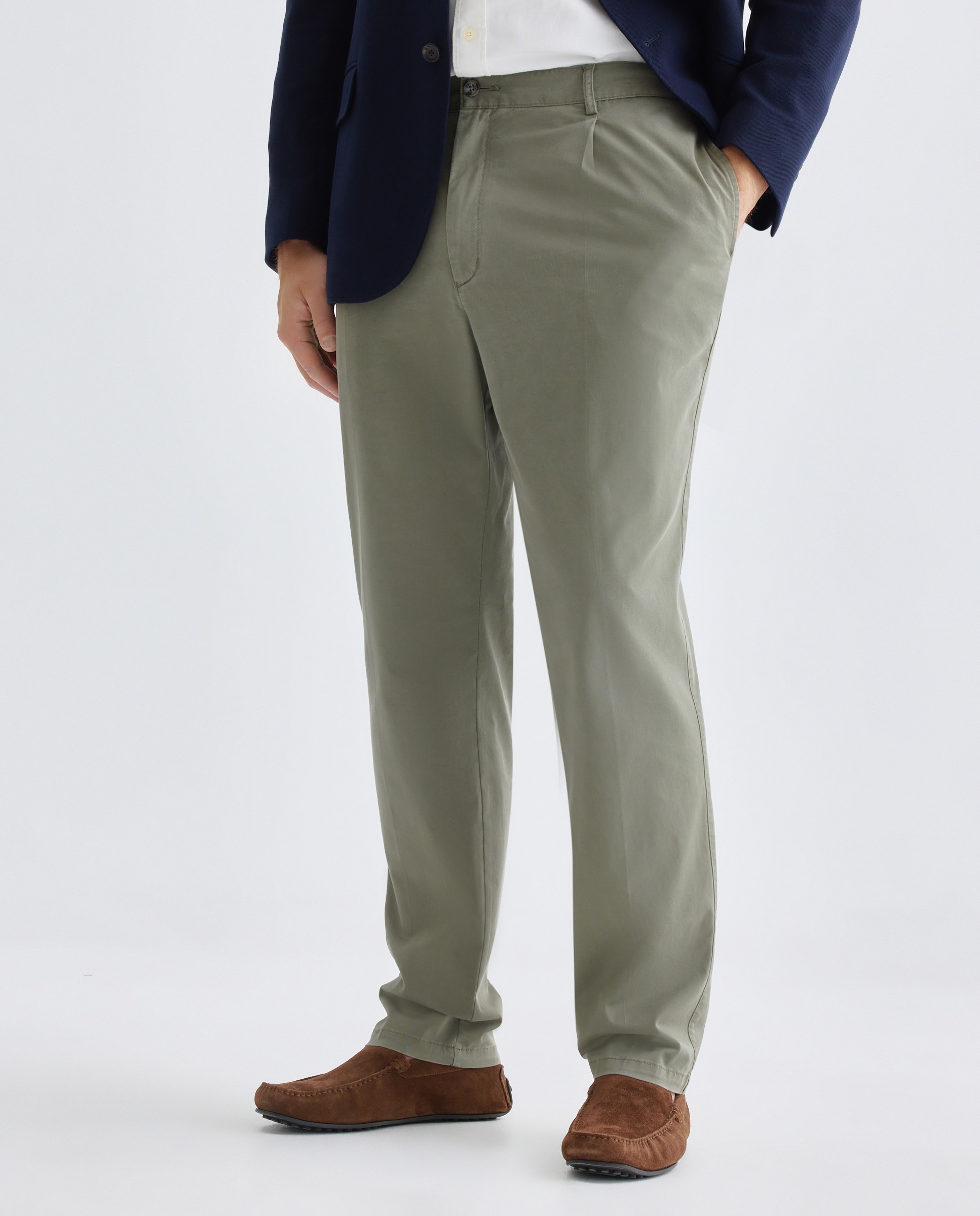 Pantalón chino regular fit twill hombre talals grandes - Emidio Tucci - Verde Verde-2