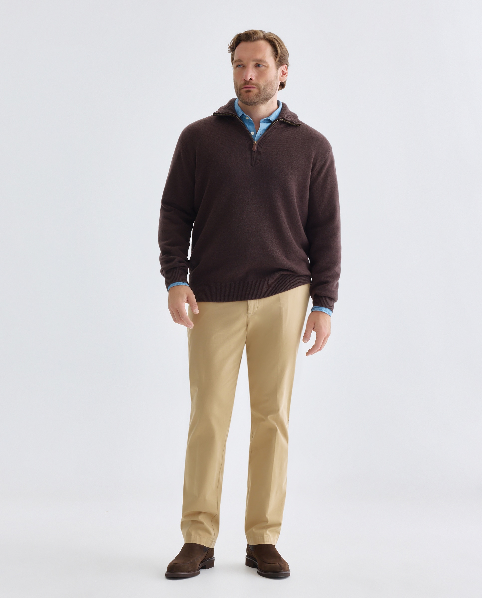 Pantalón chino regular fit satén hombre tallas grandes - Emidio Tucci - Beige Beige-1