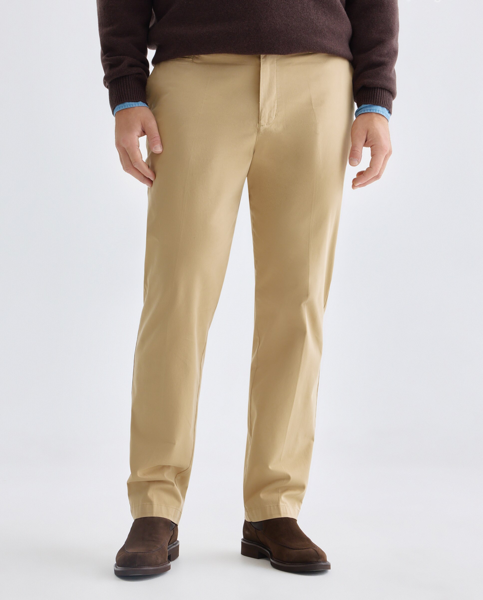 Pantalón chino regular fit satén hombre tallas grandes - Emidio Tucci - Beige Beige-2