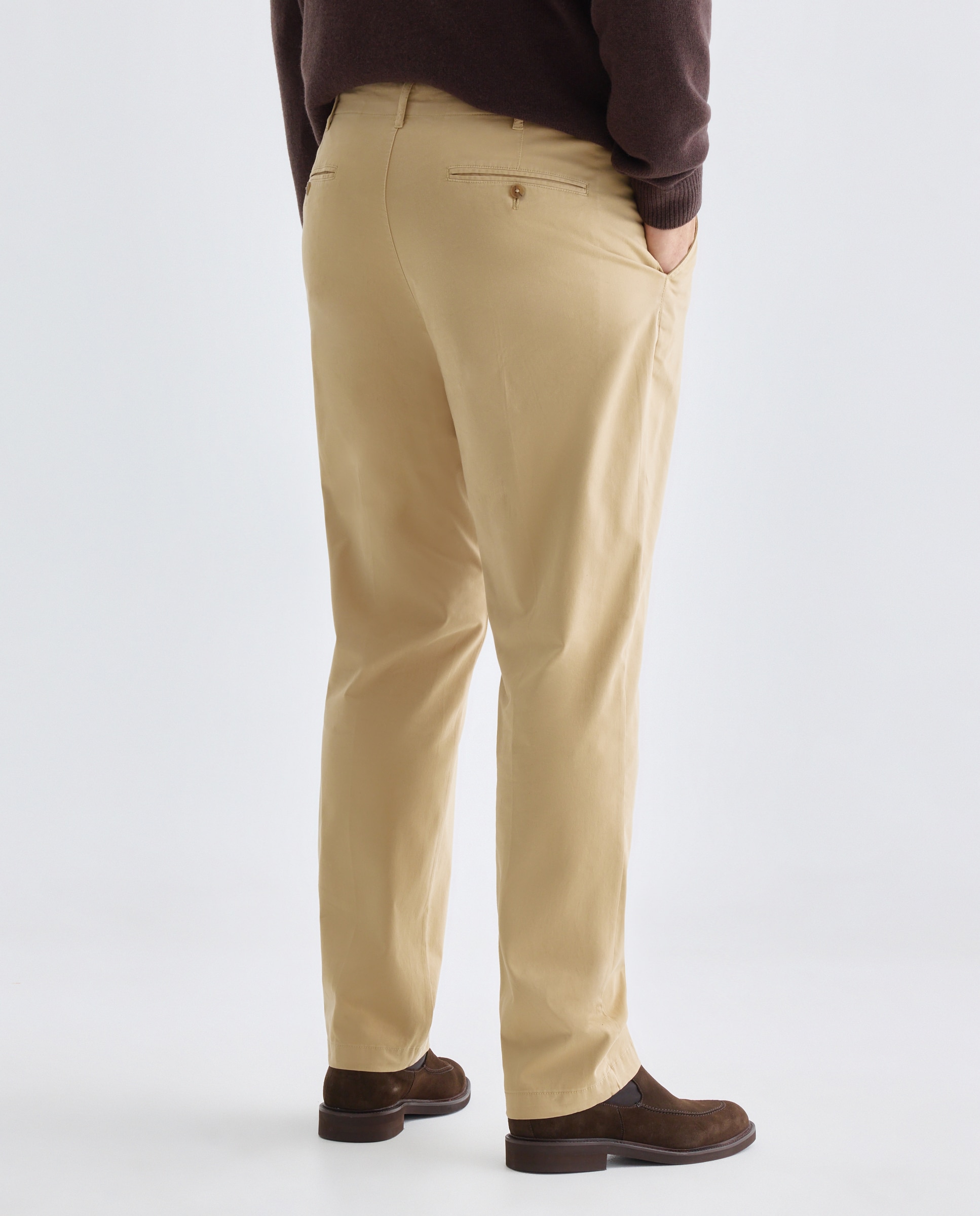 Pantalón chino regular fit satén hombre tallas grandes - Emidio Tucci - Beige Beige-3