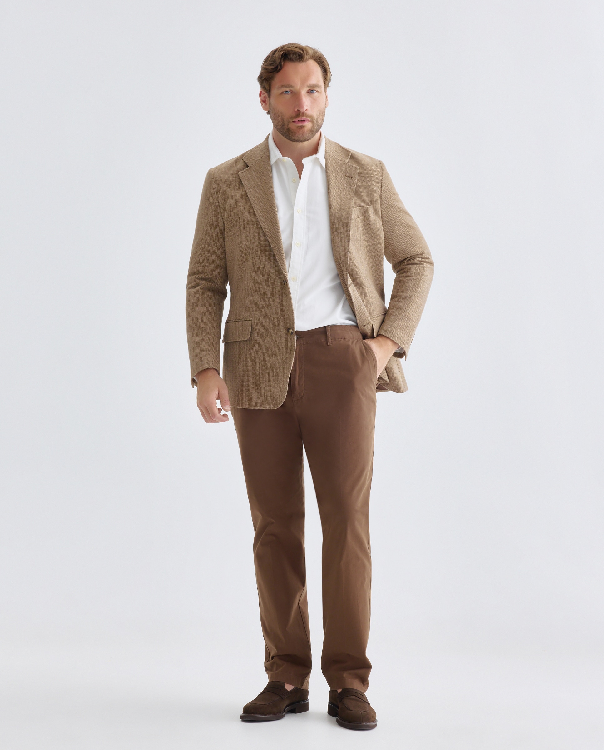 Pantalón chino regular fit satén hombre tallas grandes - Emidio Tucci - Marrón Marrón-1