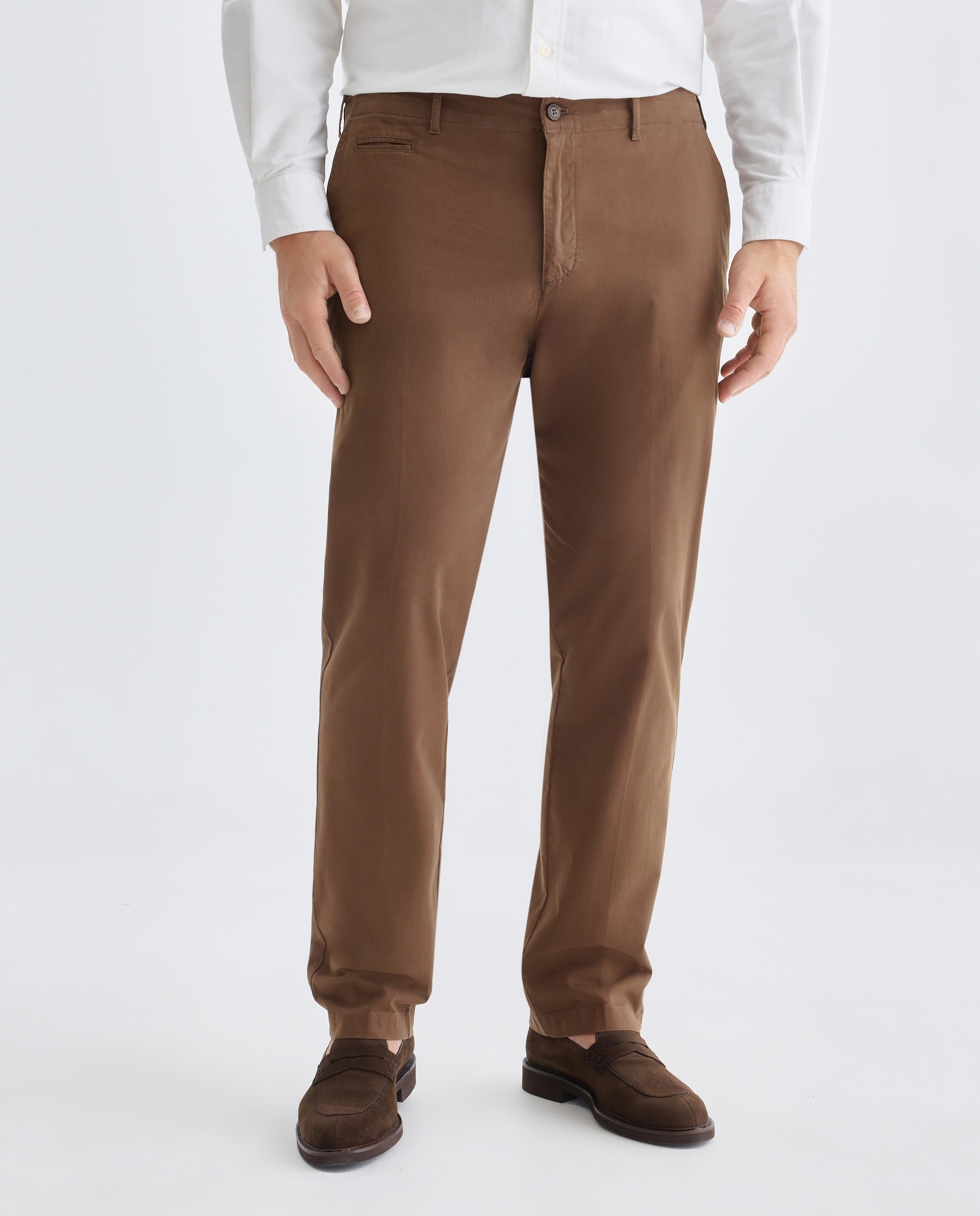 Pantalón chino regular fit satén hombre tallas grandes - Emidio Tucci - Marrón Marrón-2