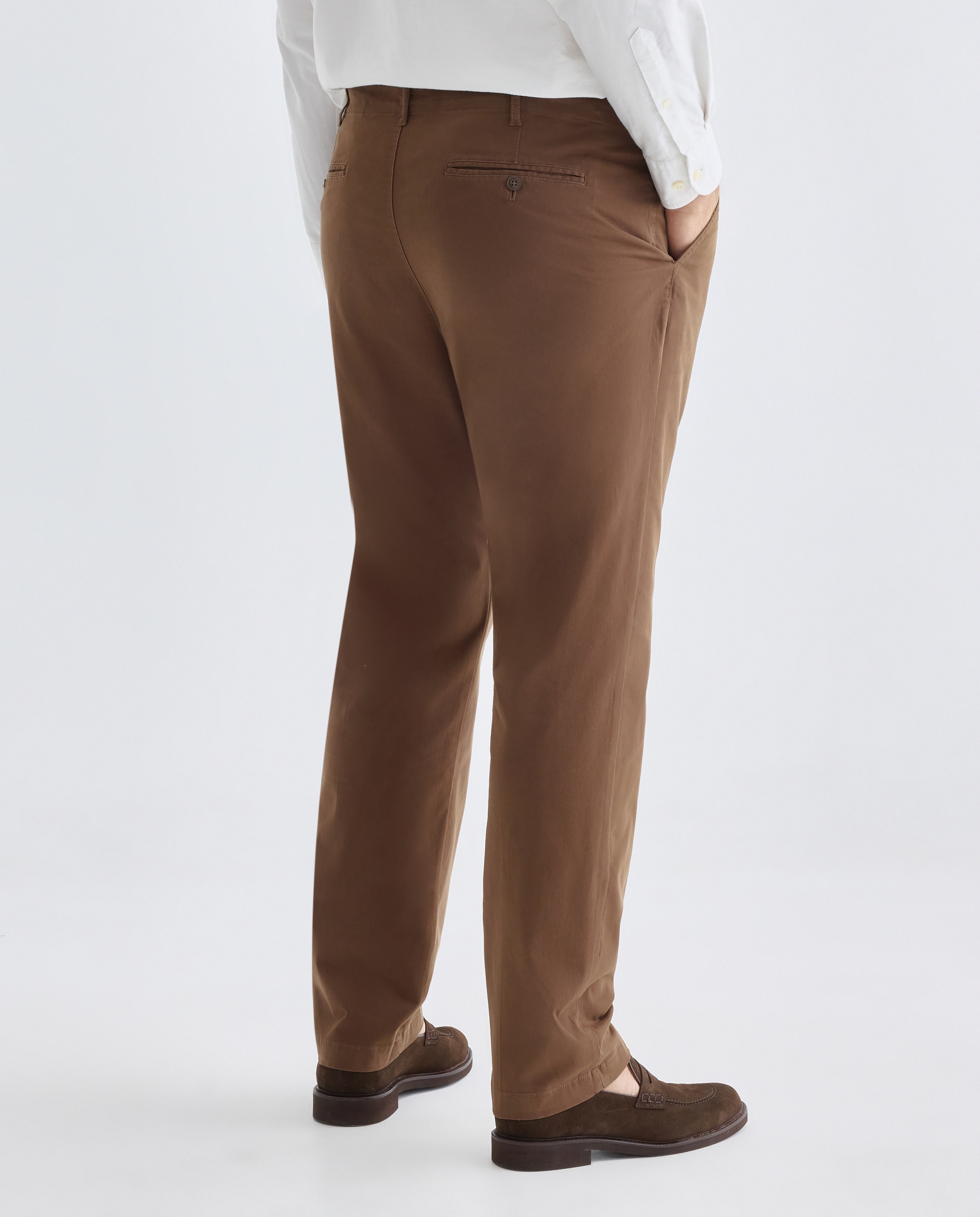 Pantalón chino regular fit satén hombre tallas grandes - Emidio Tucci - Marrón Marrón-3