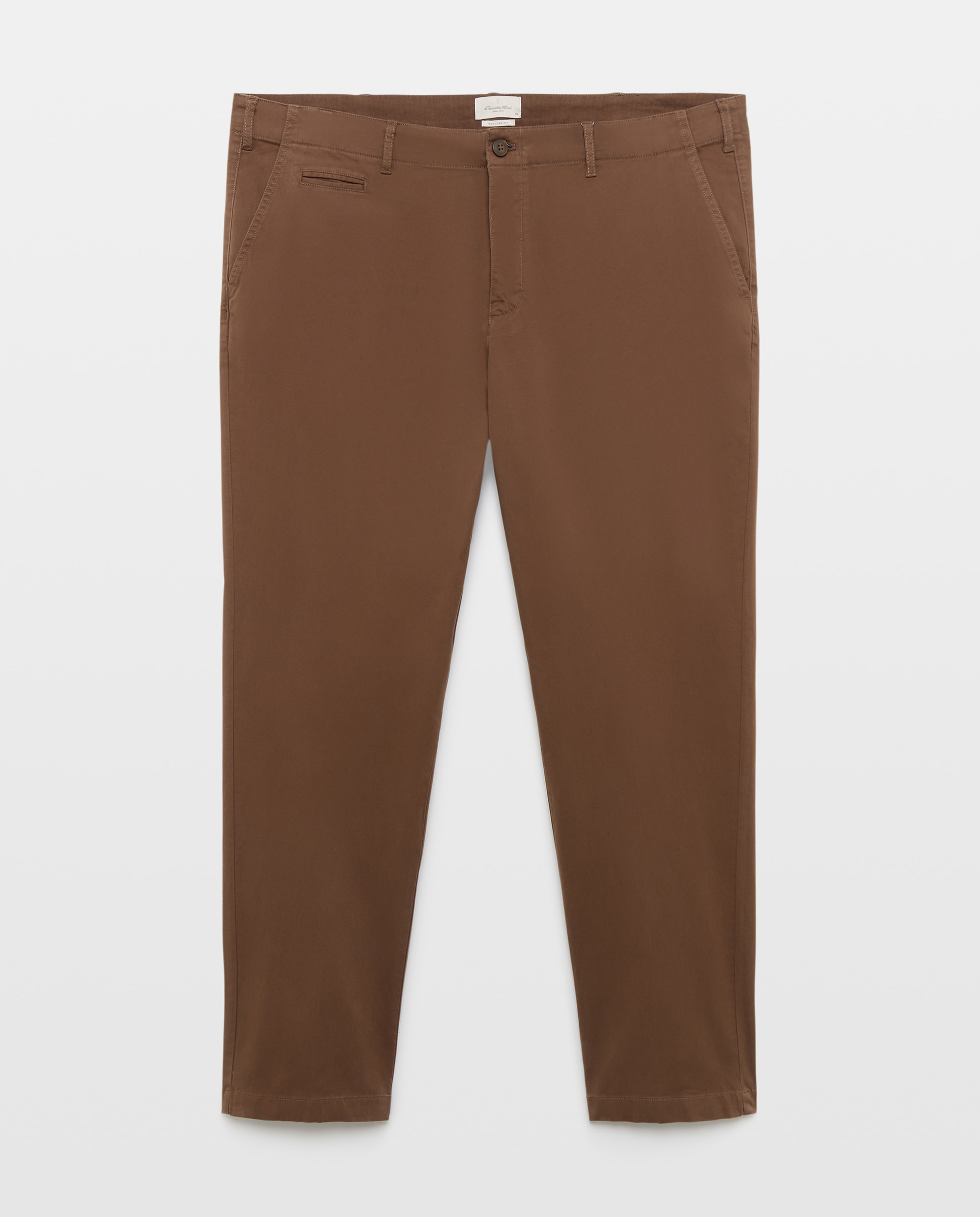 Pantalón chino regular fit satén hombre tallas grandes - Emidio Tucci - Marrón Marrón-4