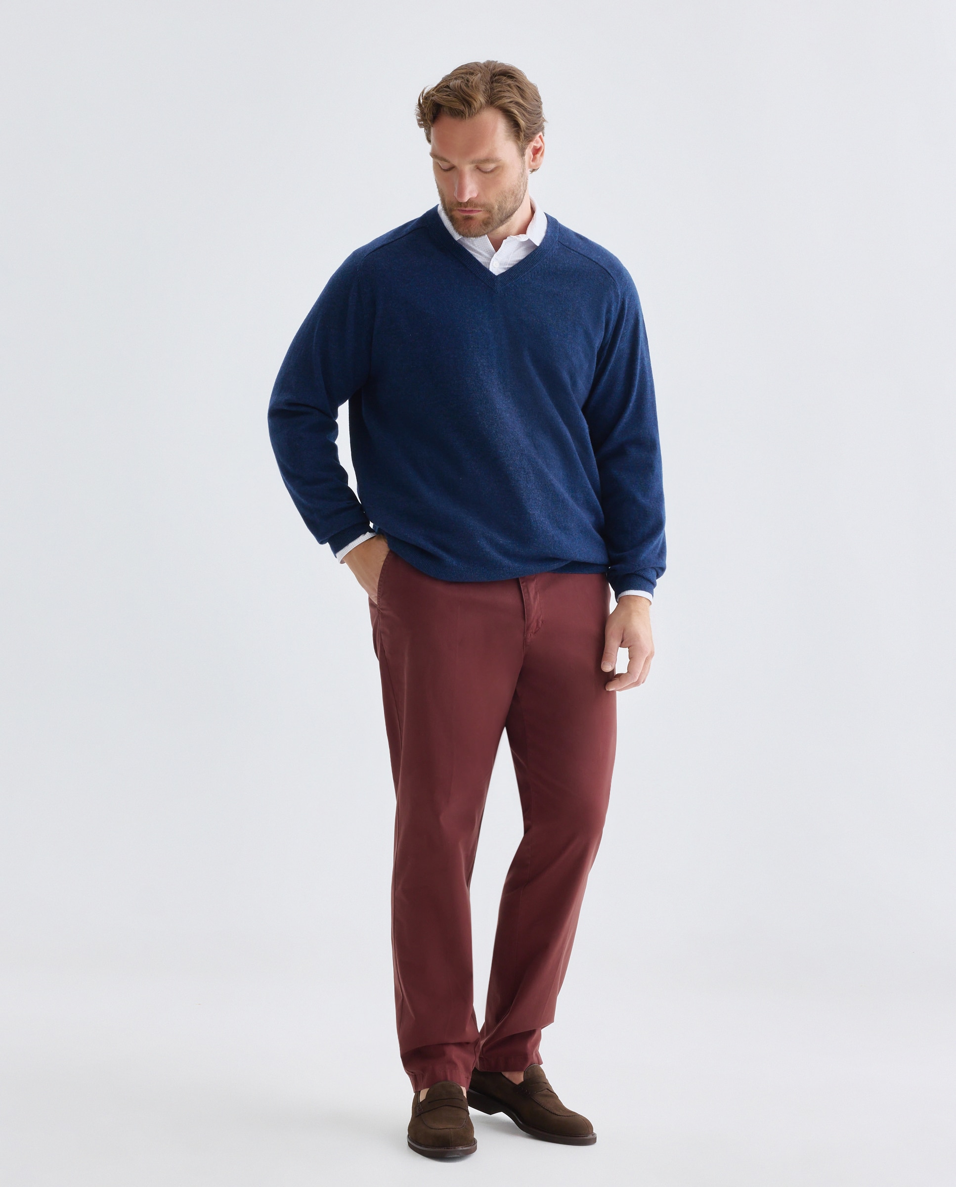 Pantalón chino regular fit satén hombre tallas grandes - Emidio Tucci - Burdeos Burdeos-1