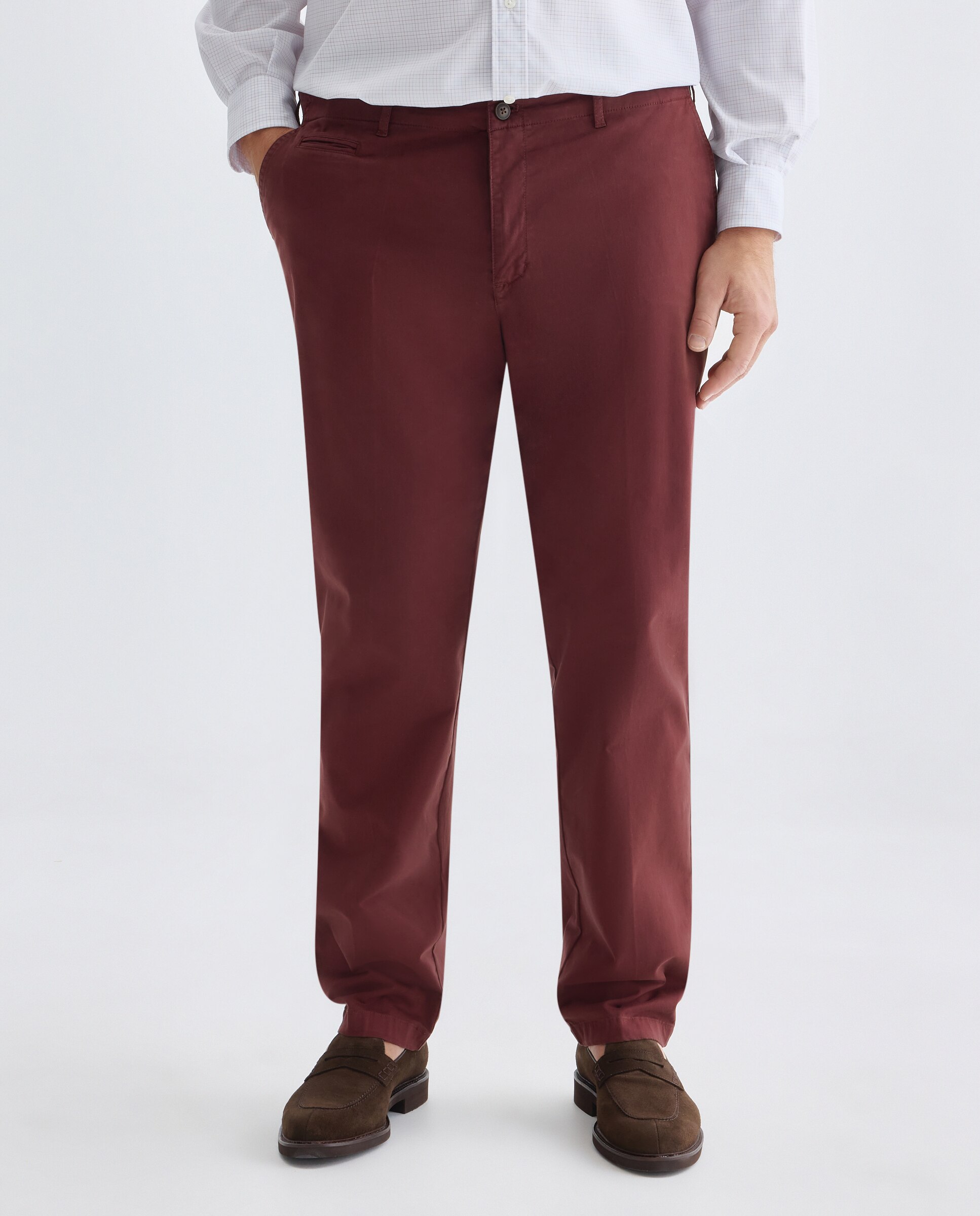 Pantalón chino regular fit satén hombre tallas grandes - Emidio Tucci - Burdeos Burdeos-2