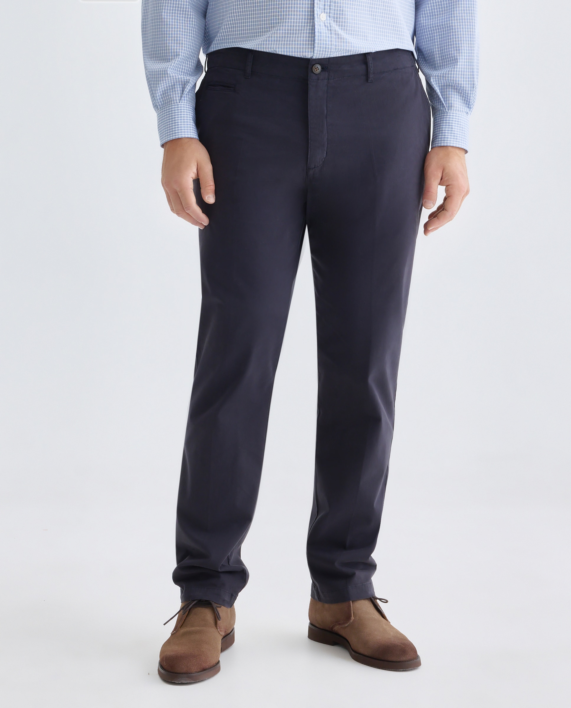 Pantalón chino regular fit satén hombre tallas grandes - Emidio Tucci - Azul marino Azul marino-2