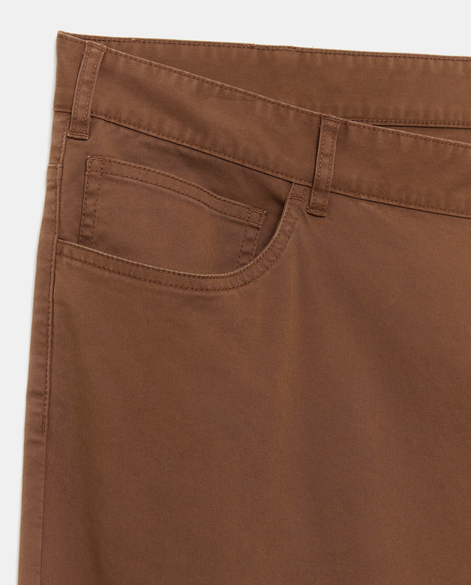Calças Desportivas Regular de Algodão Elastómero de Cinco Bolsos Tamanhos Grandes Castanho-5
