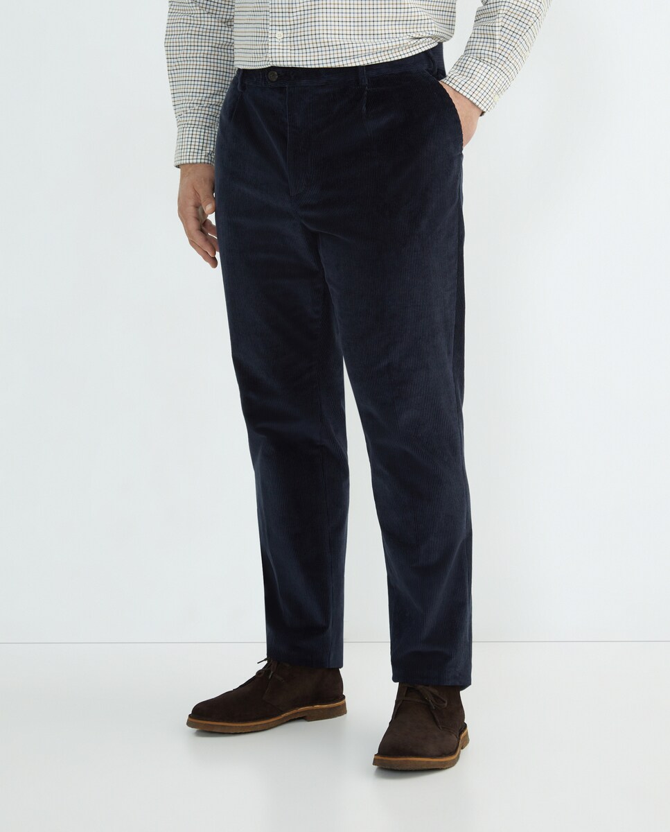 Calças de Bombazina Finlândia Tamanhos Grandes Azul-marinho-2