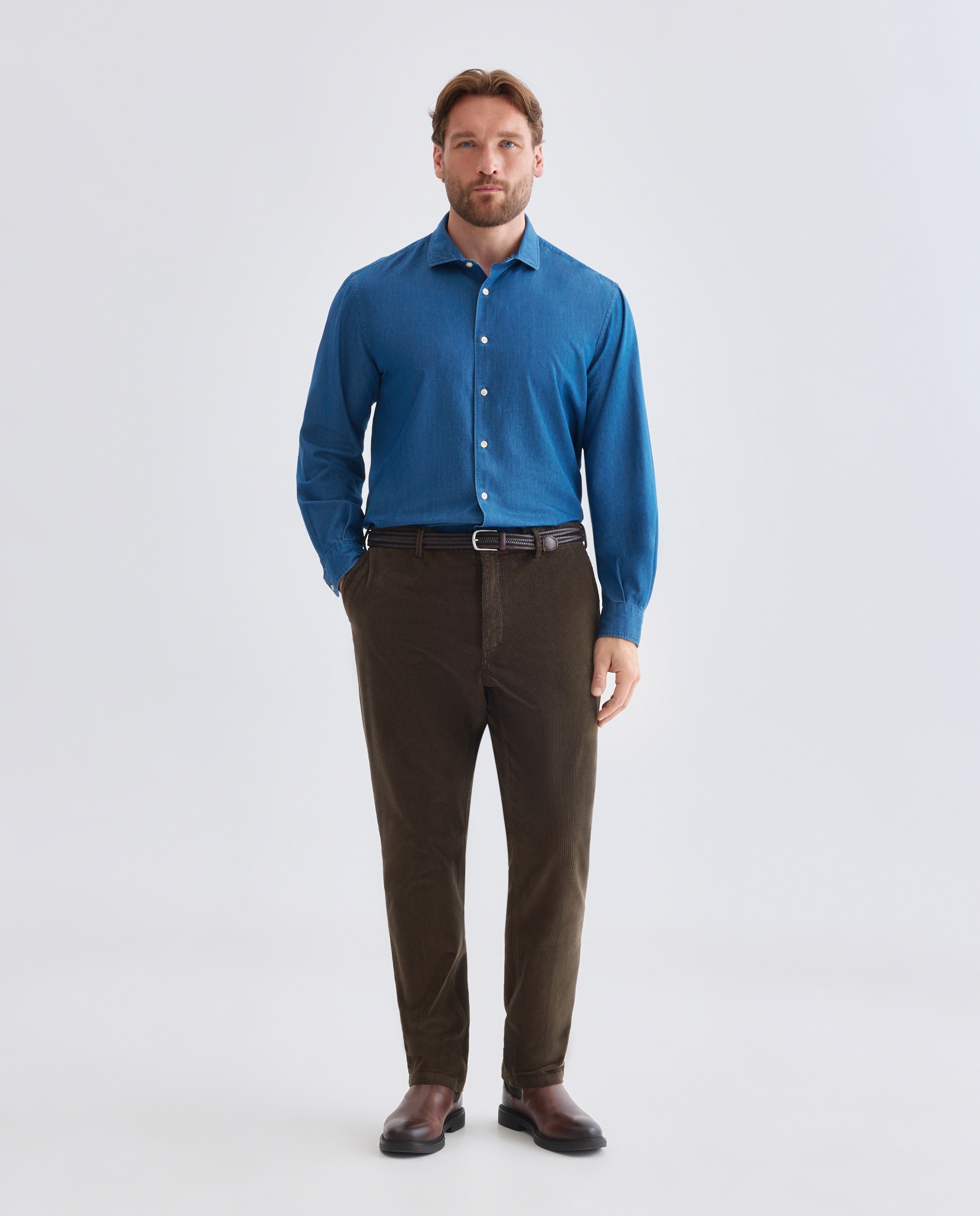 Pantalón pana regular fit tintado en prenda hombre tallas grandes - Emidio Tucci - Topo Topo-1
