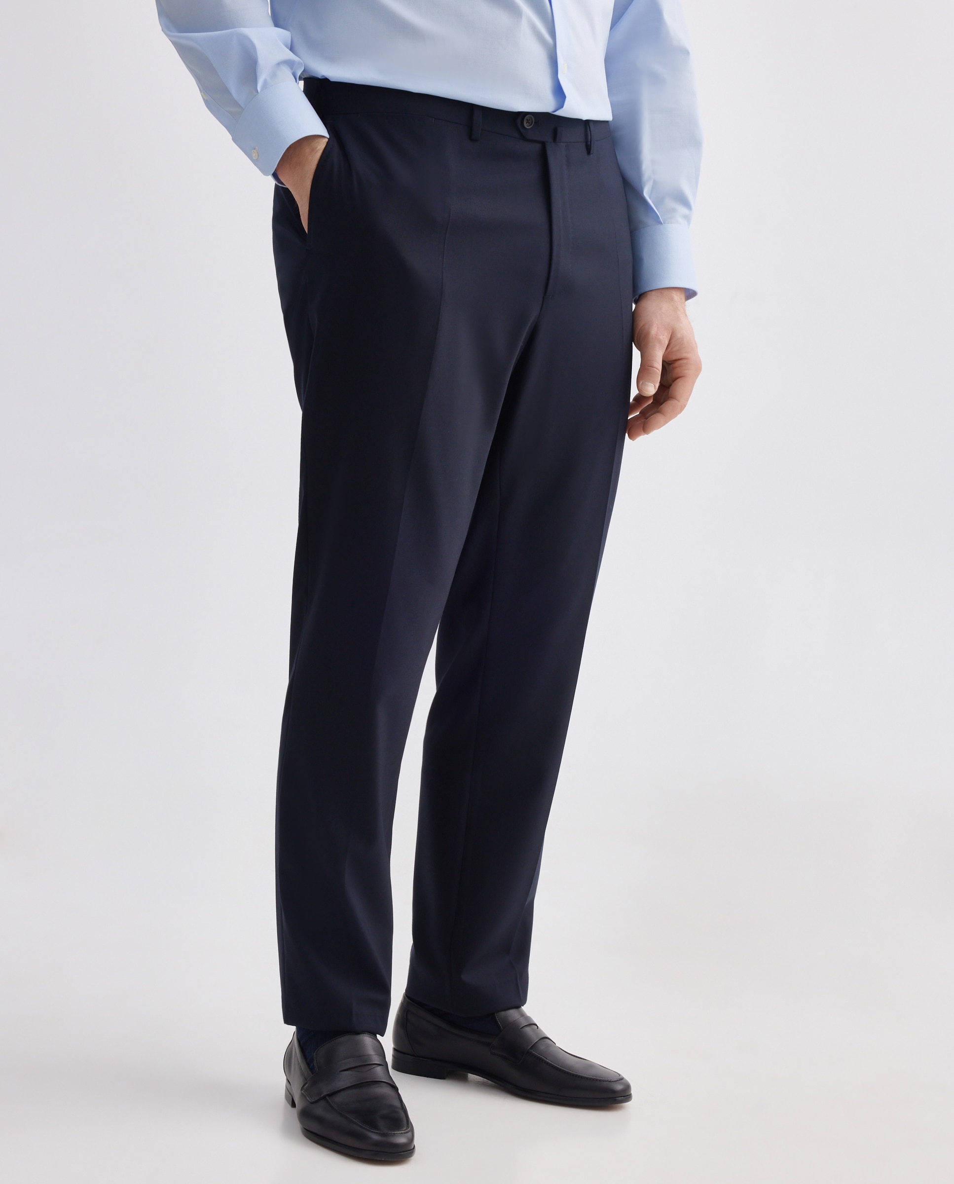 Pantalón separate Custom liso vestir 100% Lana hombre tallas grandes - Emidio Tucci - Azul marino Azul marino-2