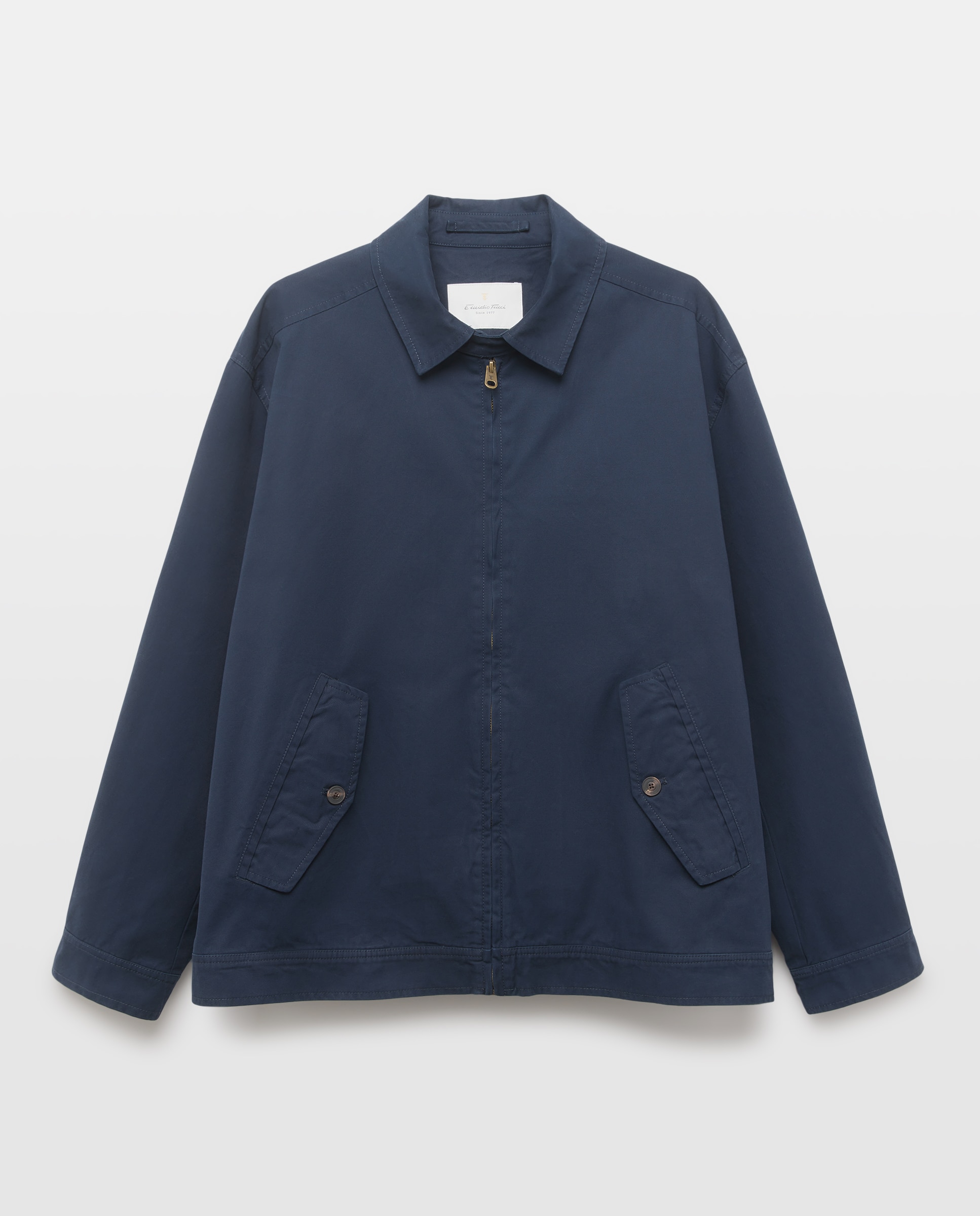 Blusão Tipo Harrington em Algodão Azul-marinho-4