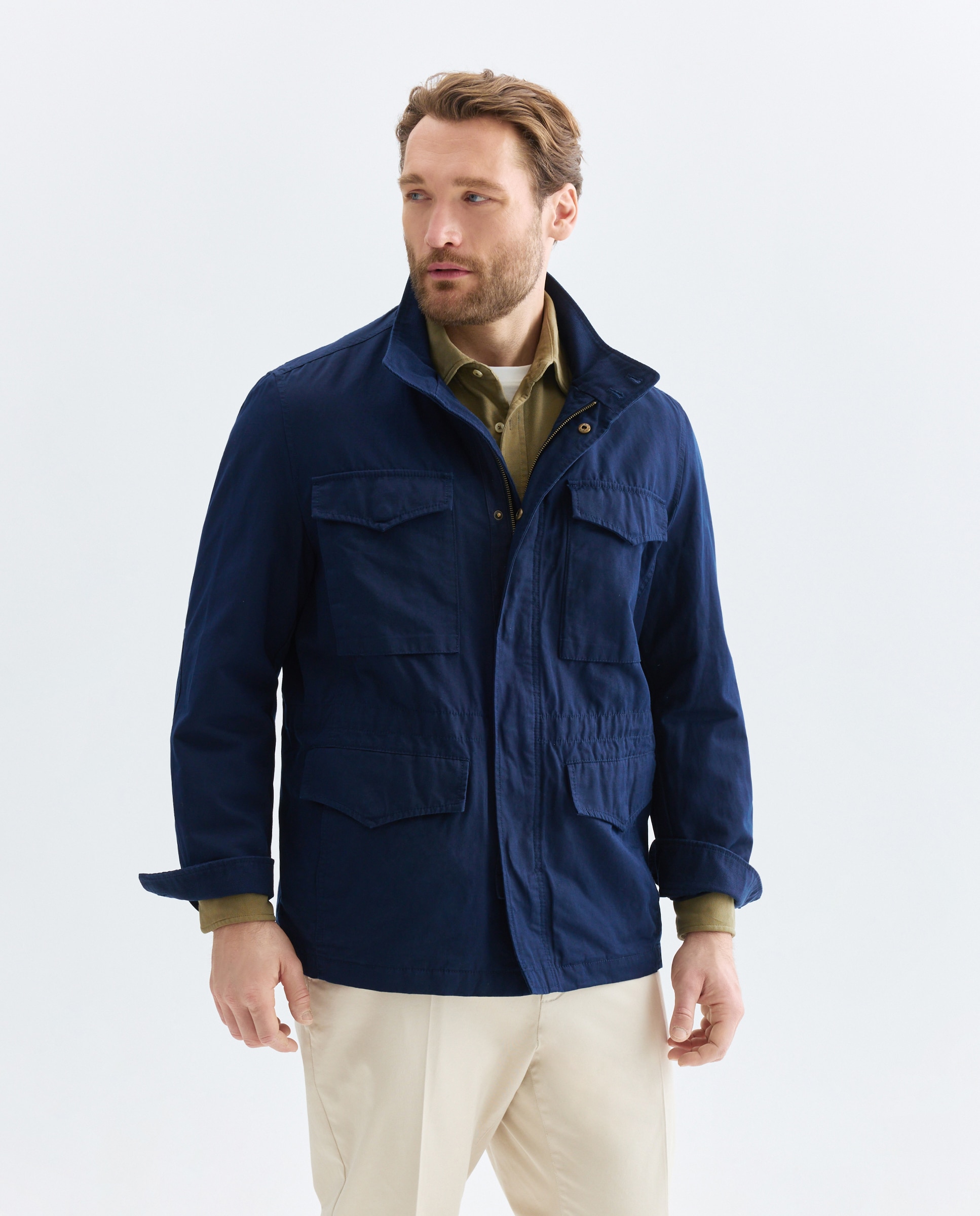 Imagem 0 de Field Jacket Ligeiro com Mistura de Algodão e Linho
