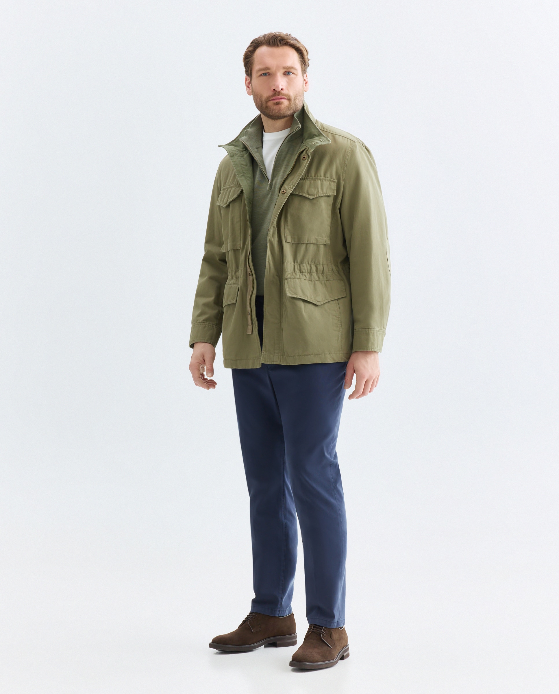 Field Jacket Ligeiro com Mistura de Algodão e Linho Caqui-2
