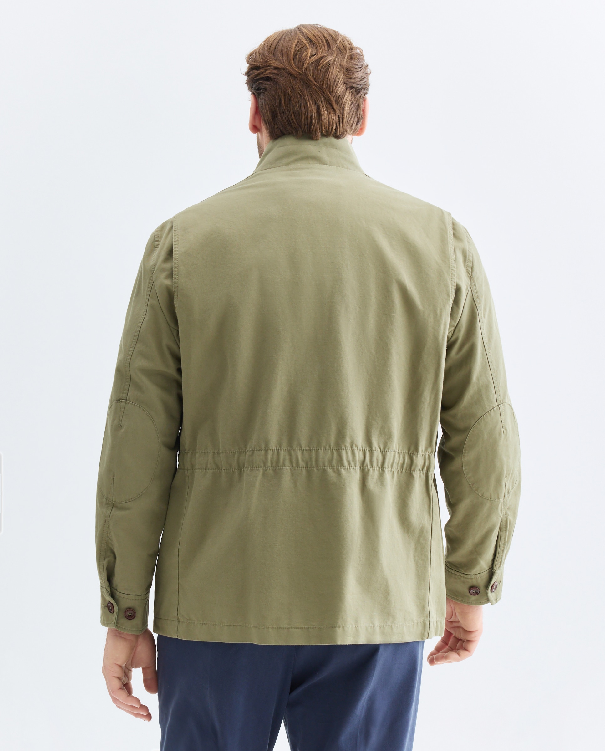 Field Jacket Ligeiro com Mistura de Algodão e Linho Caqui-3