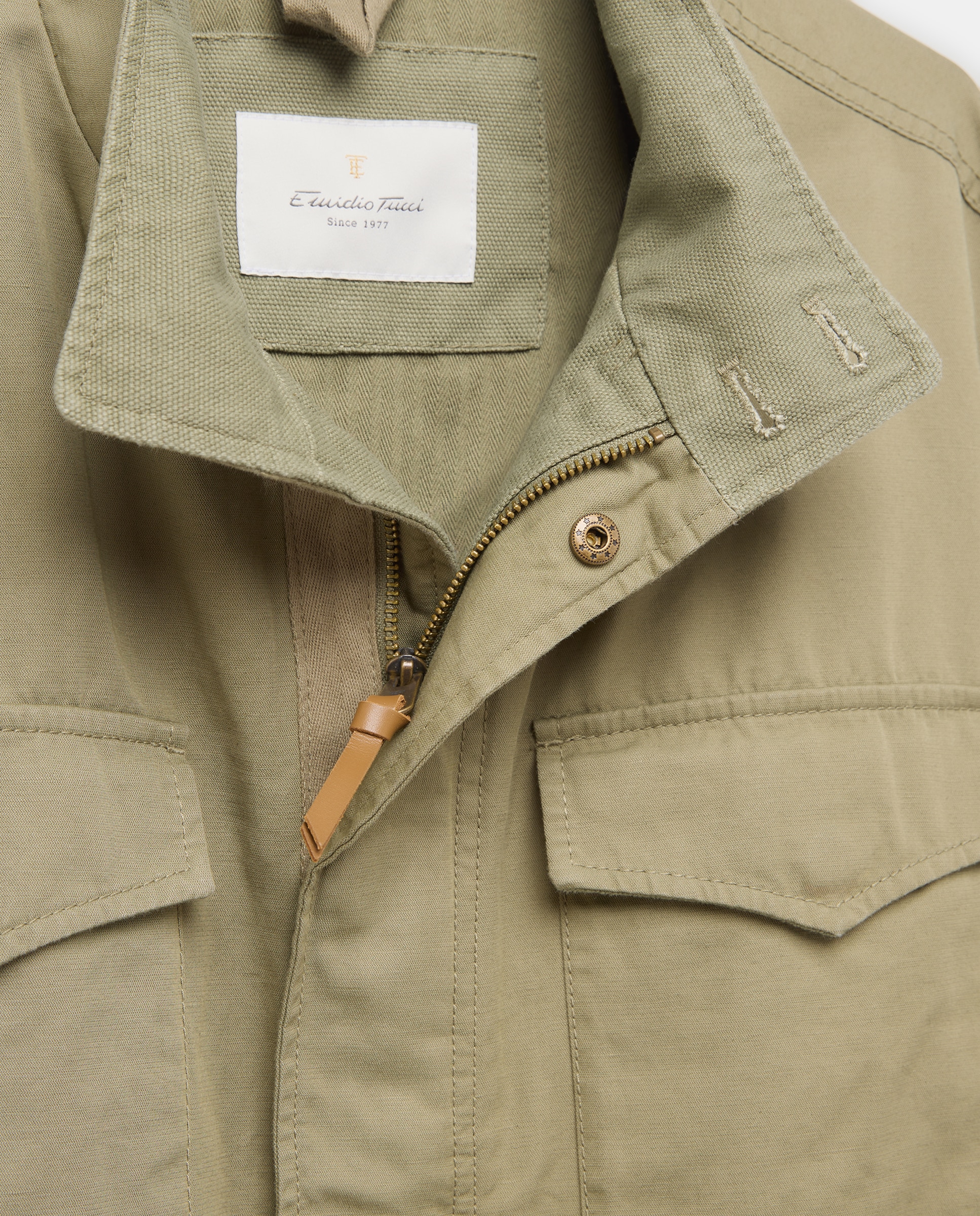 Field Jacket Ligeiro com Mistura de Algodão e Linho Caqui-5