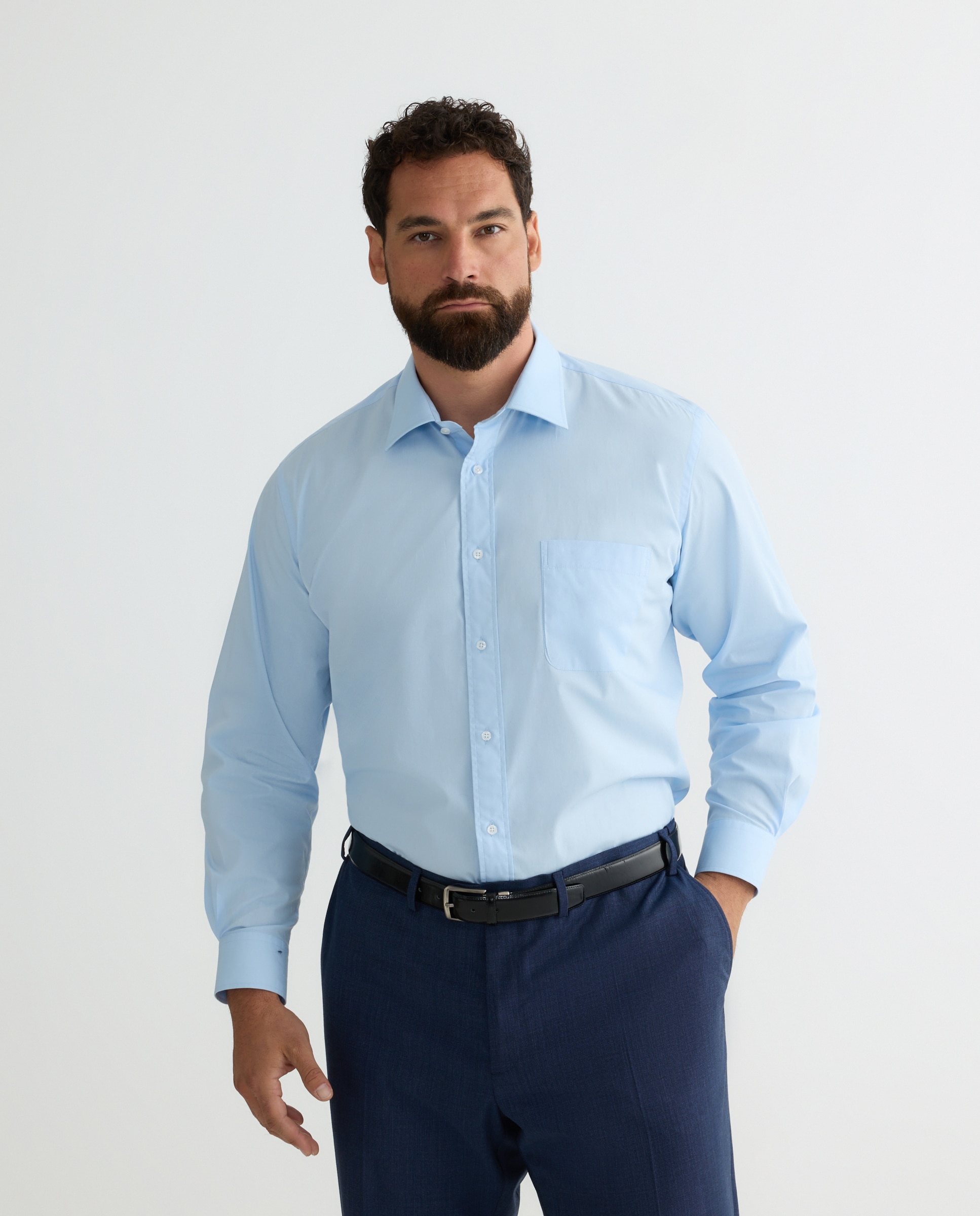 Camisa Formal Tamanhos Grandes Azul-claro-1