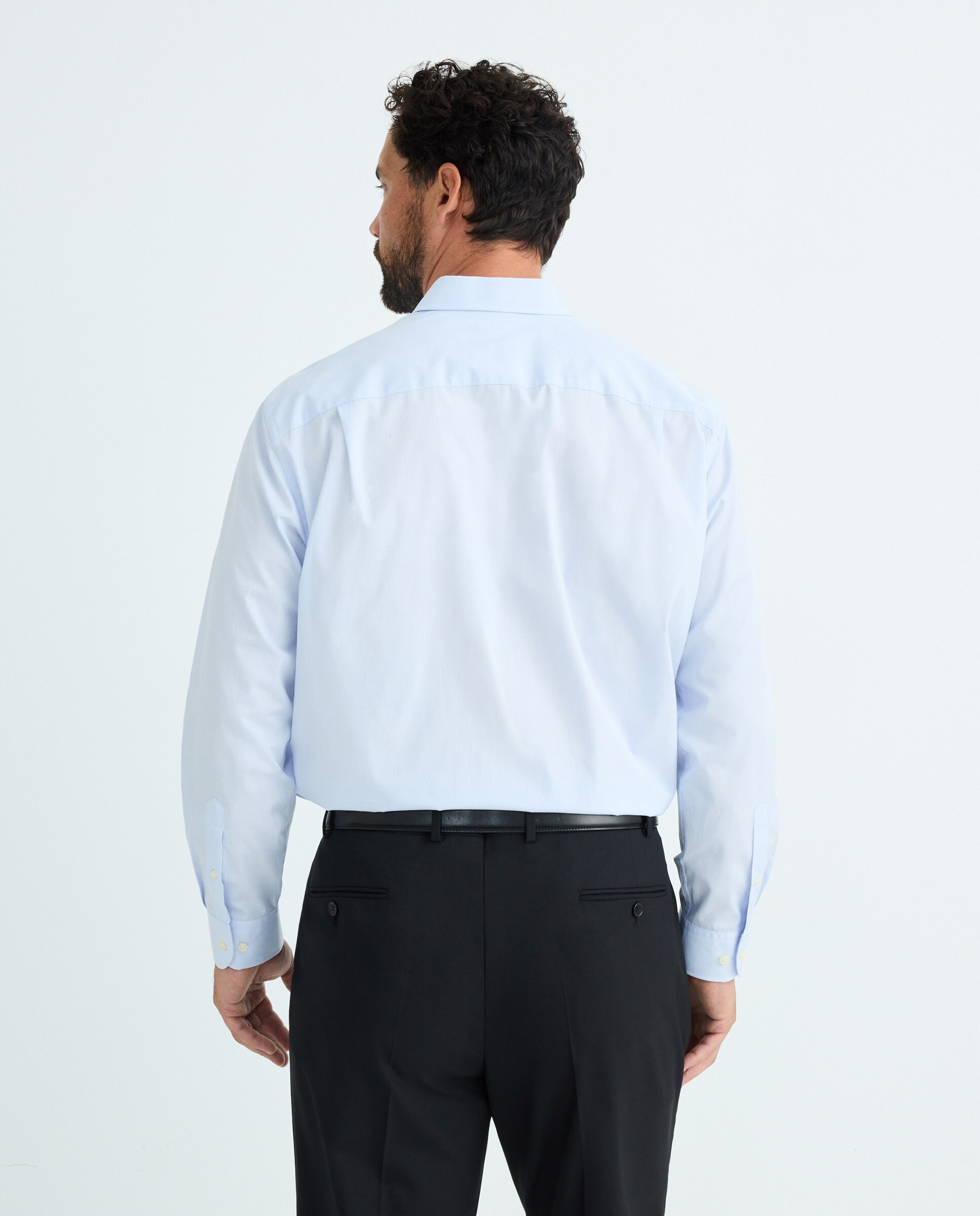 Camisa Clássica aos Micro Quadrados Tamanhos Grandes Azul-4