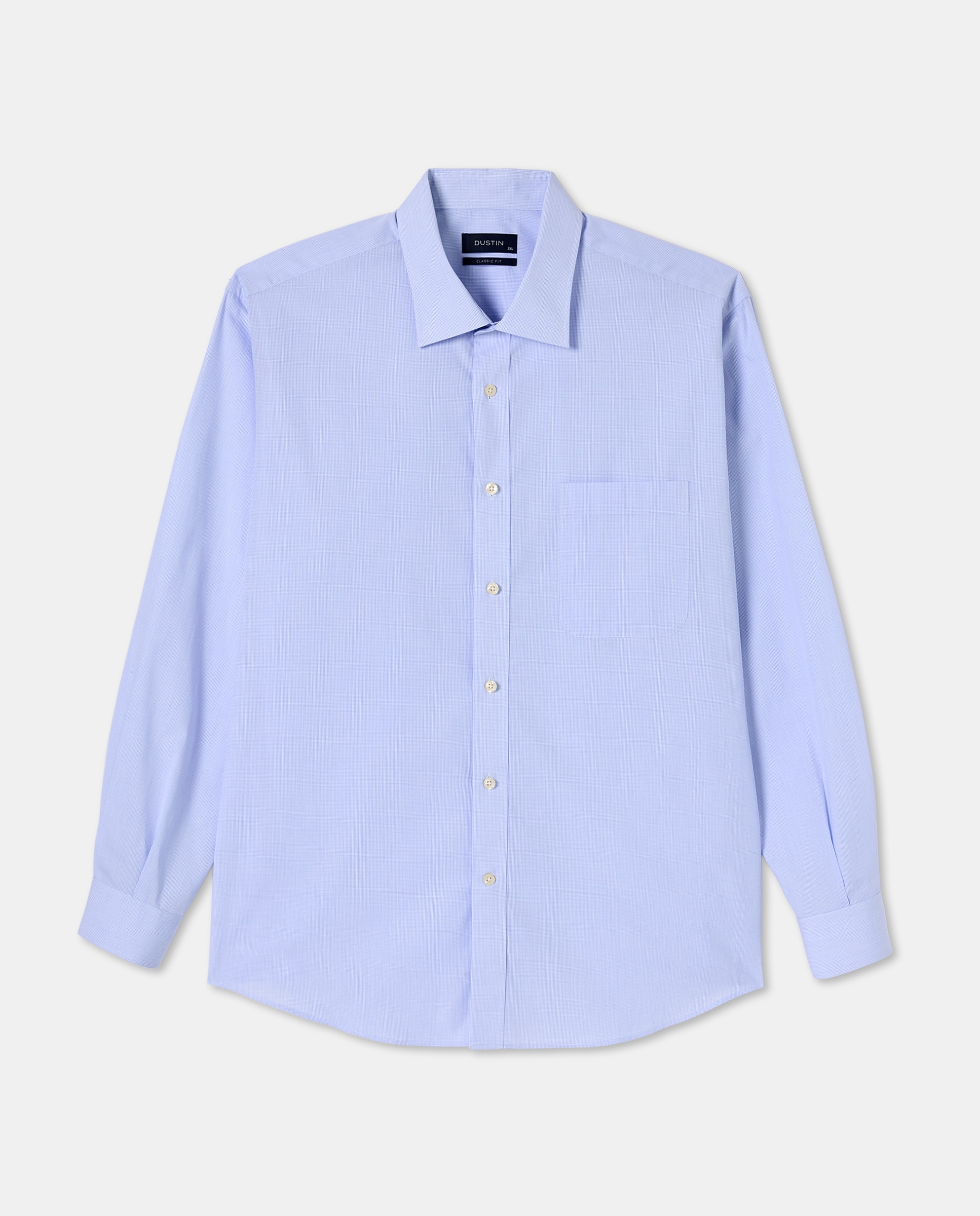 Camisa Clássica aos Micro Quadrados Tamanhos Grandes Azul-5