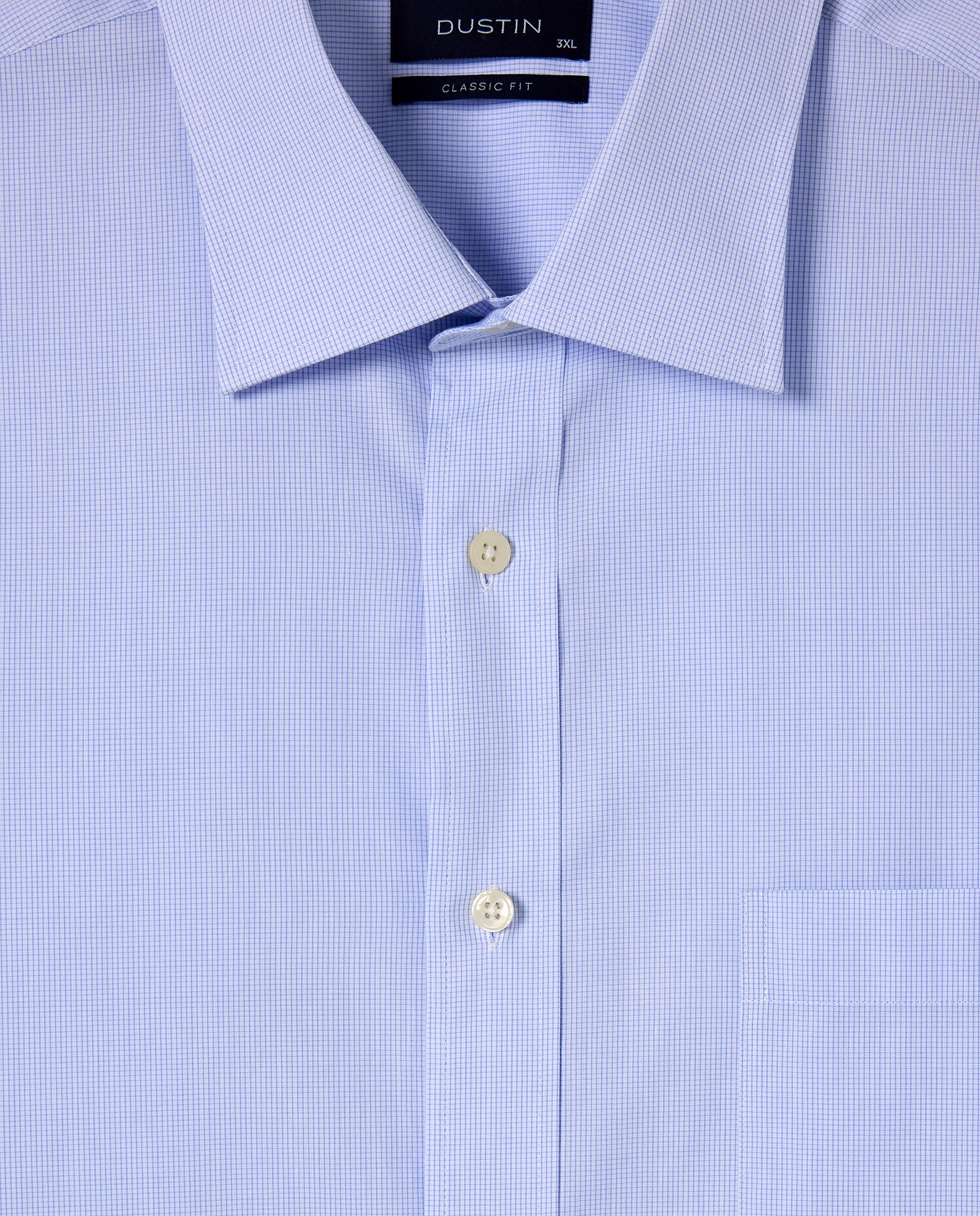 Camisa Clássica aos Micro Quadrados Tamanhos Grandes Azul-6