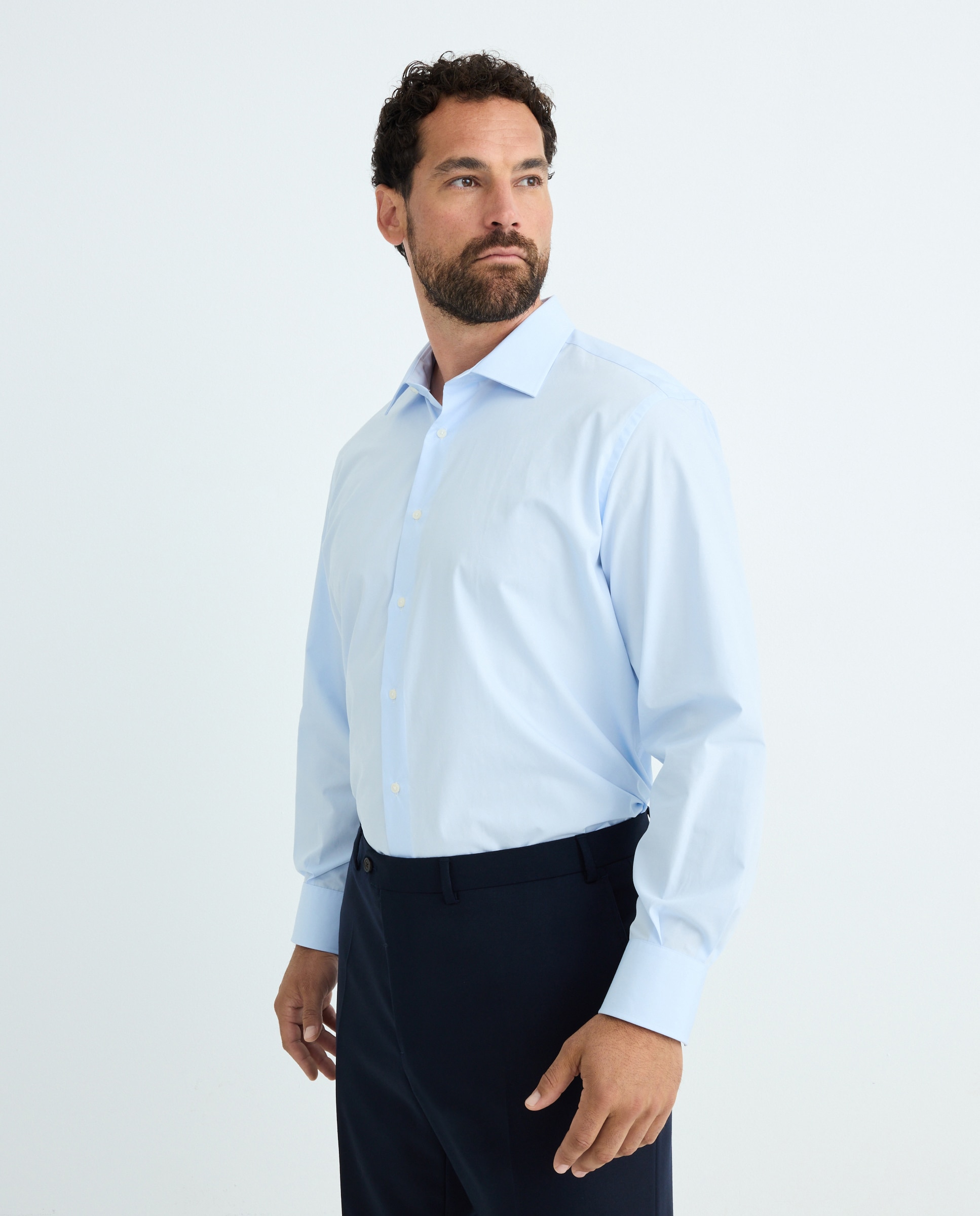 Camisa Clássica Tamanhos Grandes Azul-claro-1