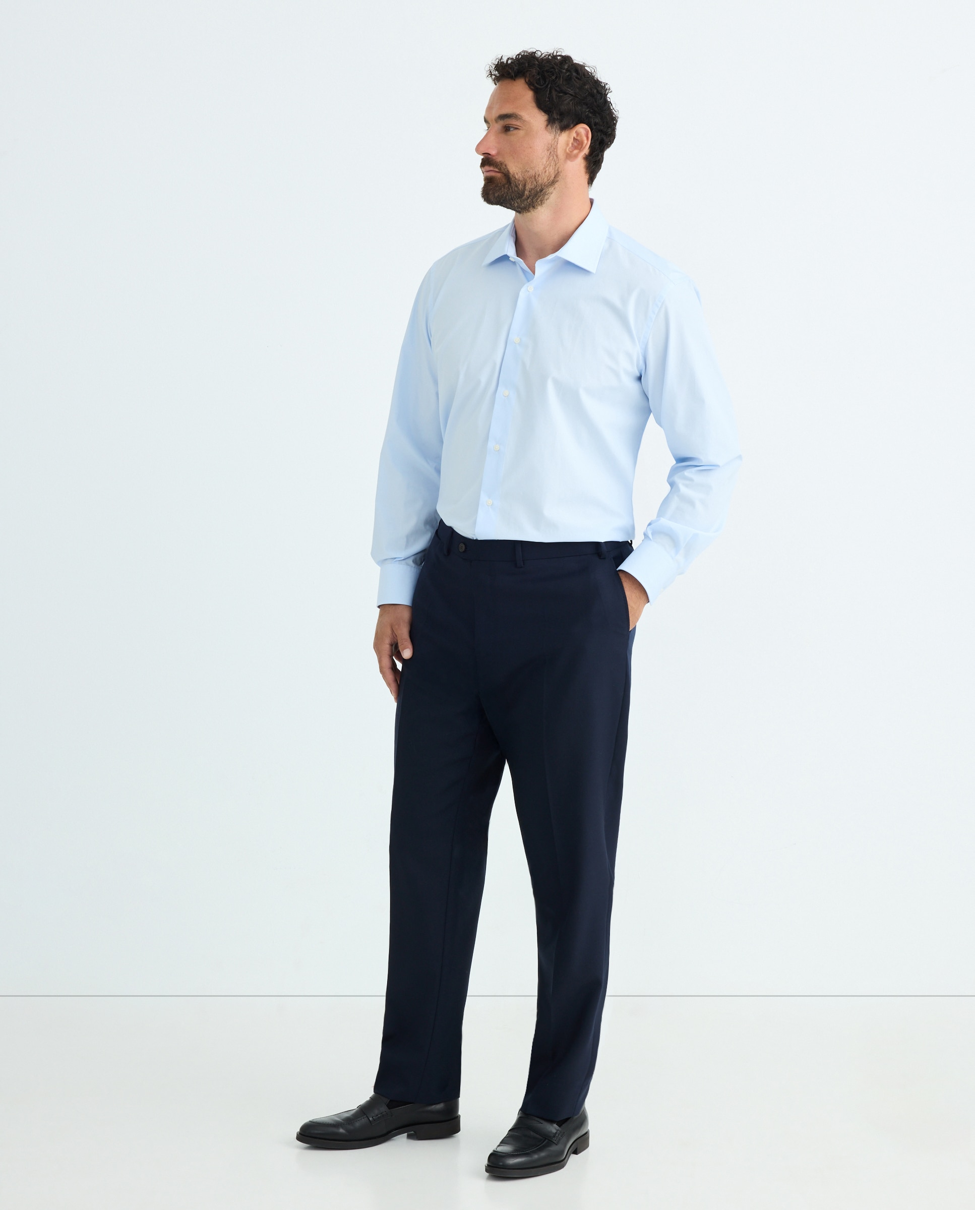 Camisa Clássica Tamanhos Grandes Azul-claro-2