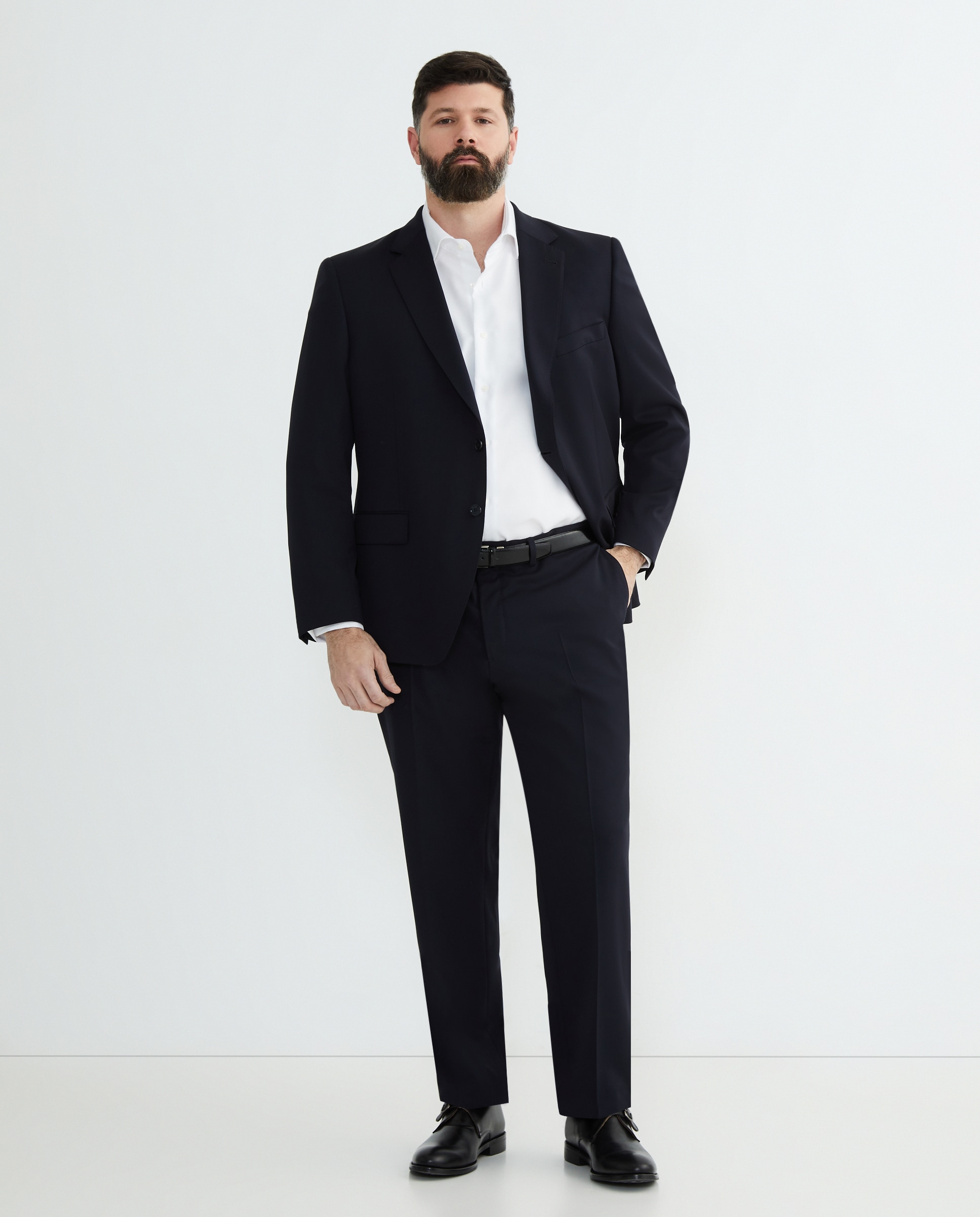 Camisa hombre vestir lisa estructura non iron puño doble tallas grandes - Emidio Tucci - Blanco Blanco-2