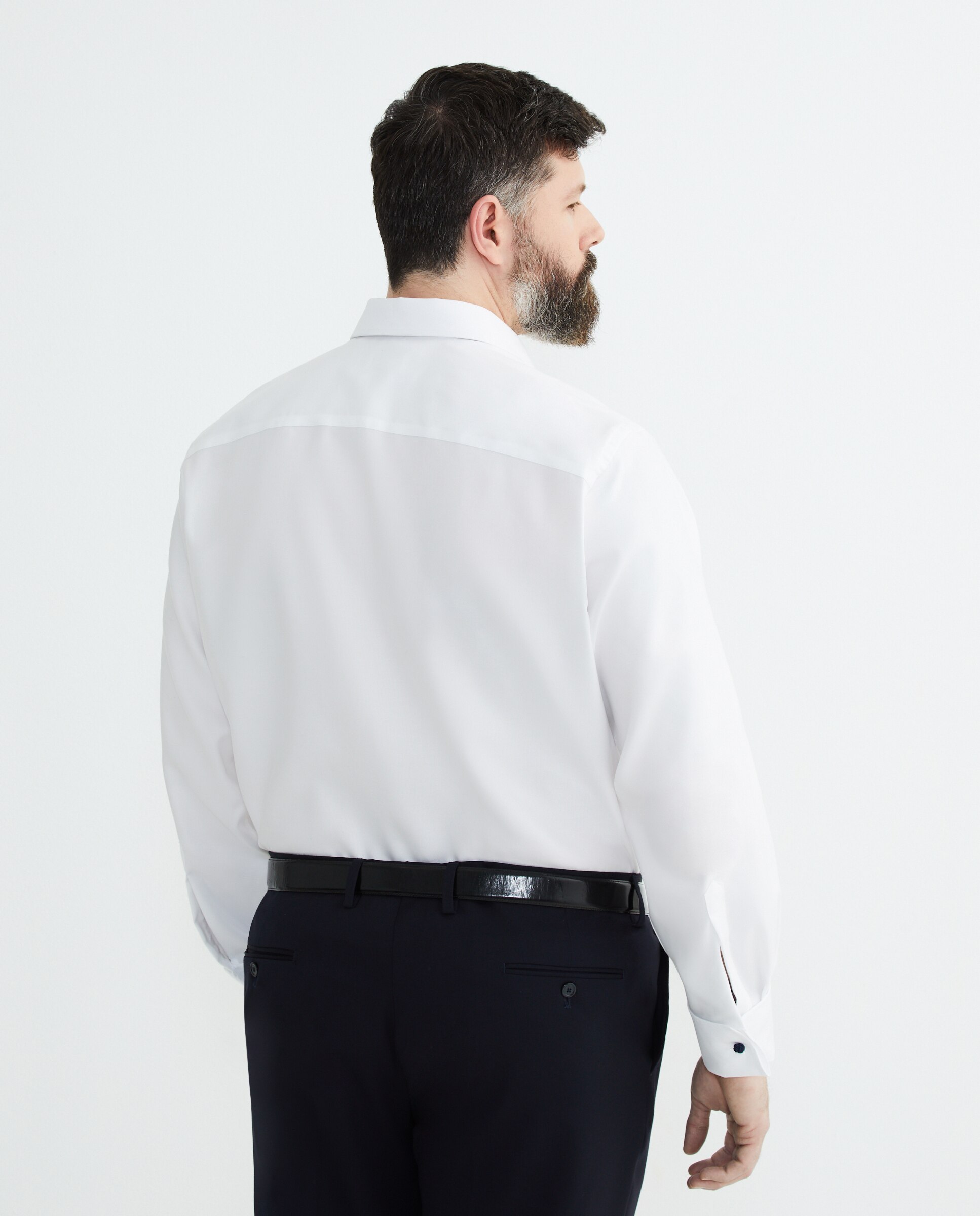 Camisa hombre vestir lisa estructura non iron puño doble tallas grandes - Emidio Tucci - Blanco Blanco-3
