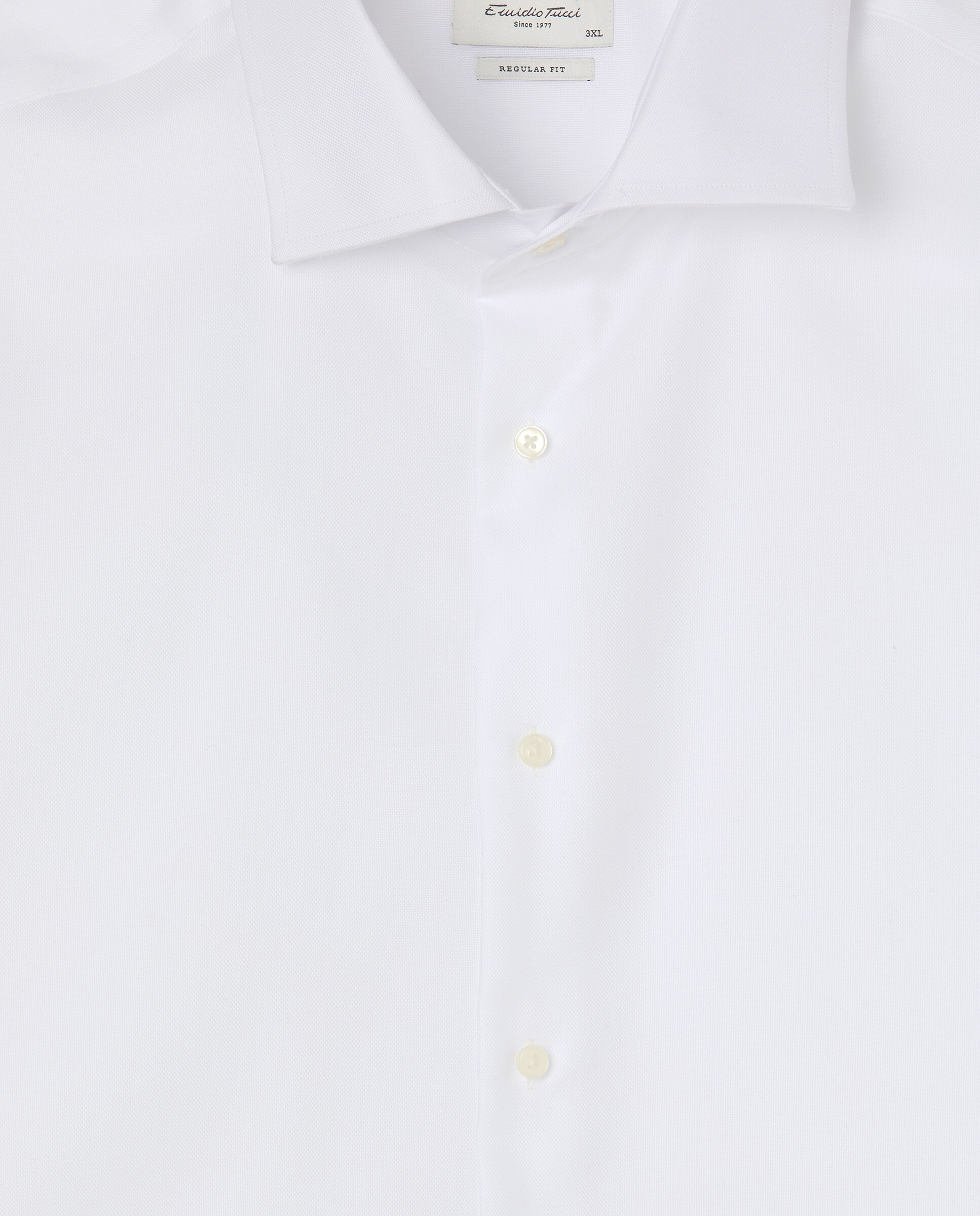 Camisa hombre vestir lisa estructura non iron puño doble tallas grandes - Emidio Tucci - Blanco Blanco-5